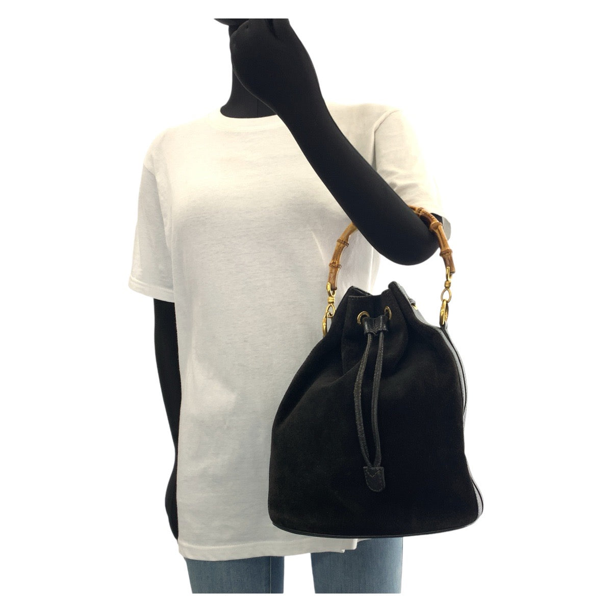 Gucci Bamboo Suede Leather Handbag