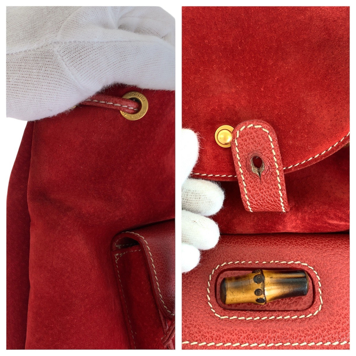 Gucci Bamboo Suede/Leather Backpack