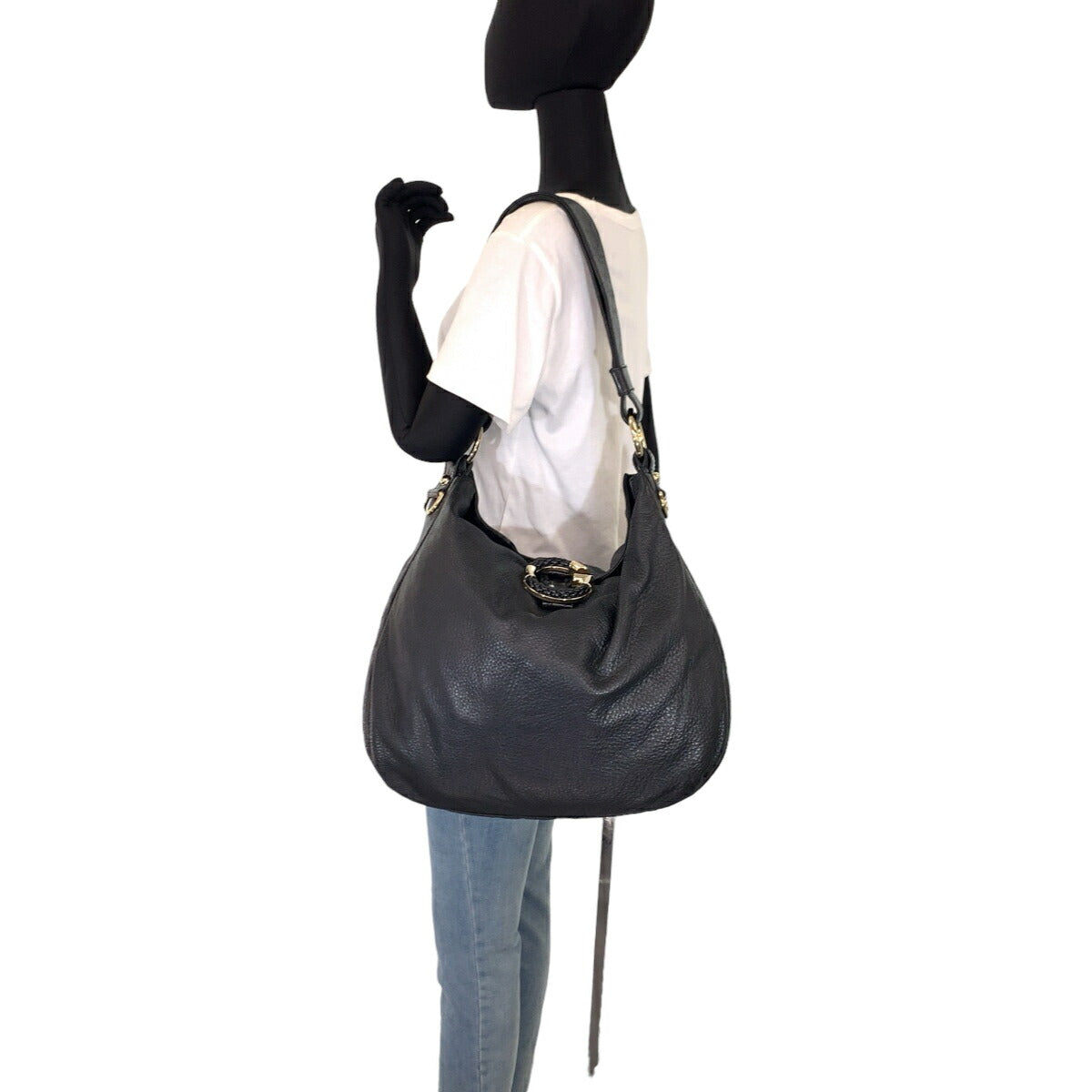 Gucci G Wave Embossed Leather Shoulder Bag