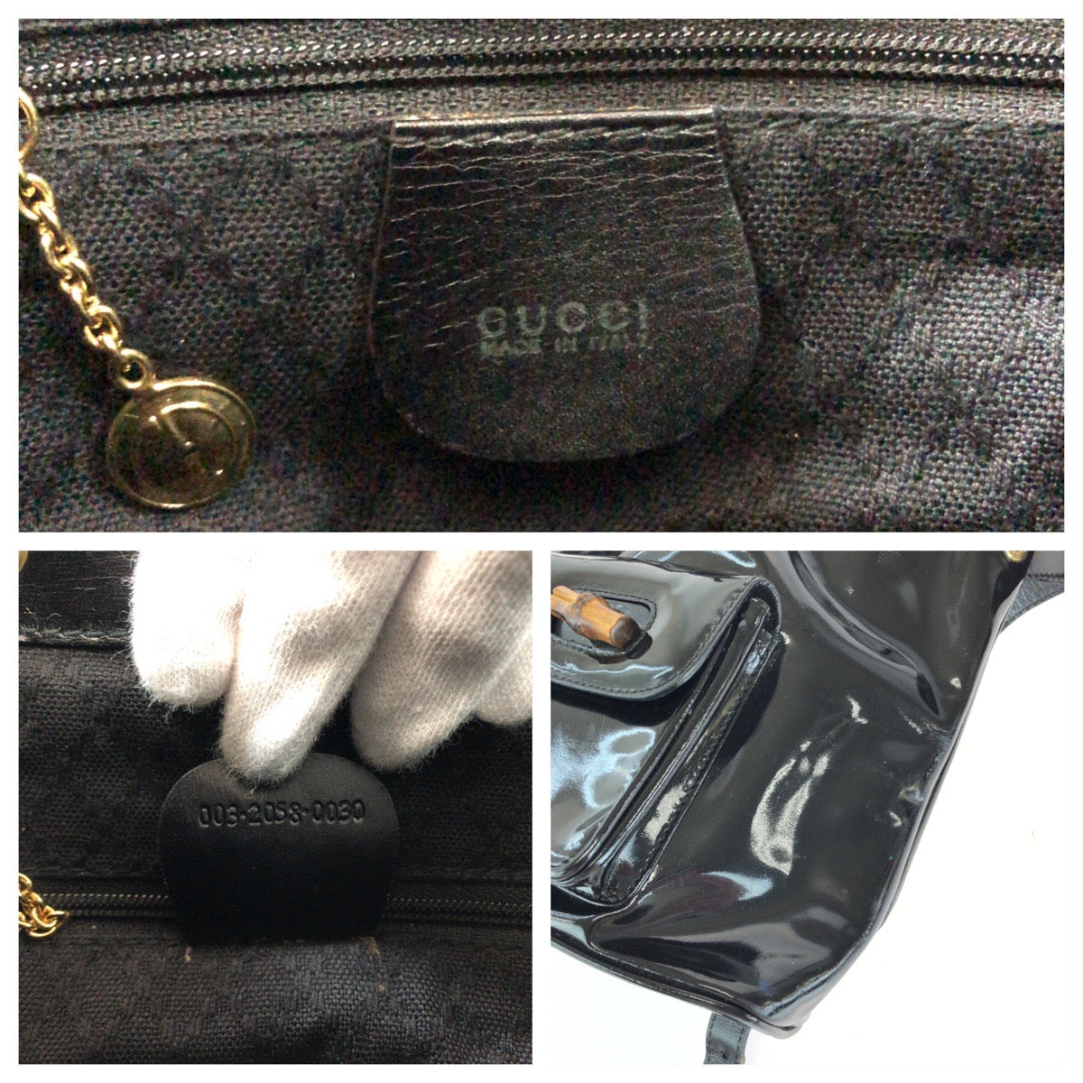 Gucci Bamboo Patent Leather Backpack