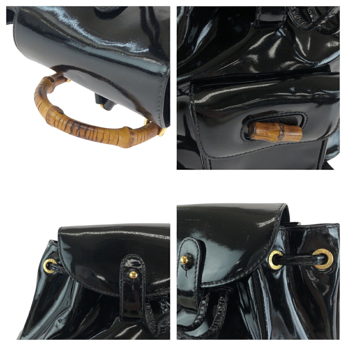 Gucci Bamboo Patent Leather Backpack
