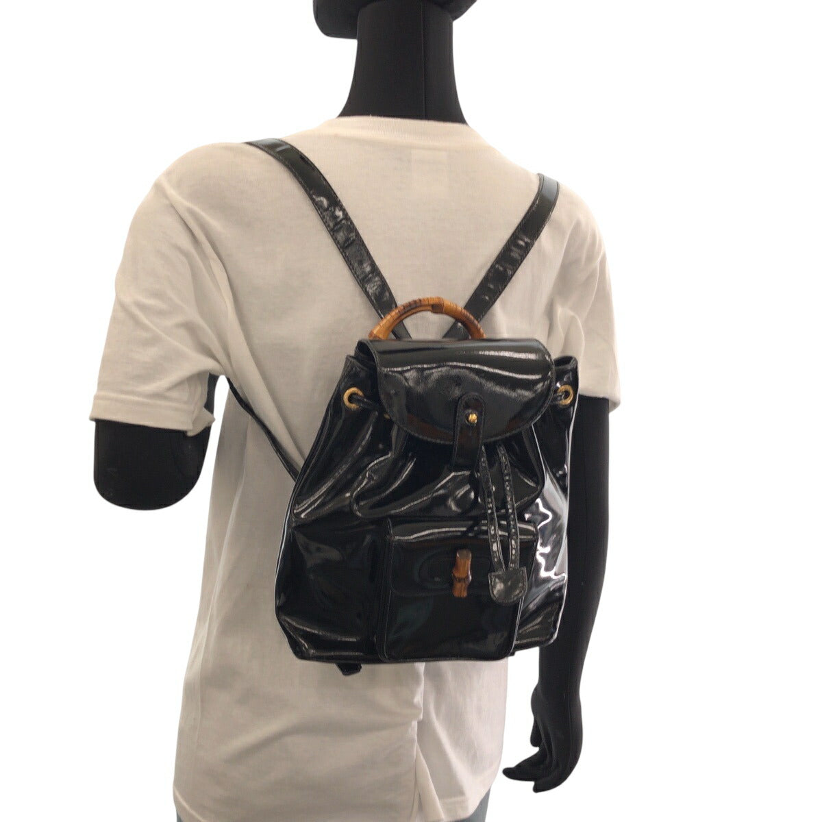 Gucci Bamboo Patent Leather Backpack