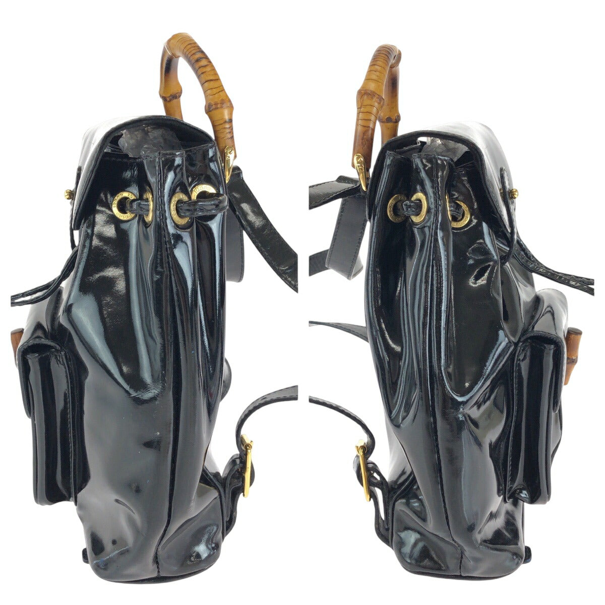 Gucci Bamboo Patent Leather Backpack