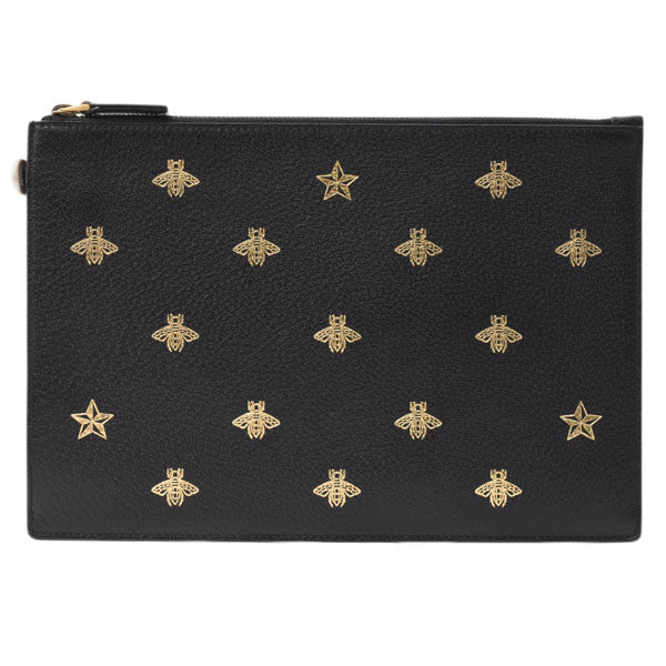 Gucci Bee Star Leather Clutch Bag