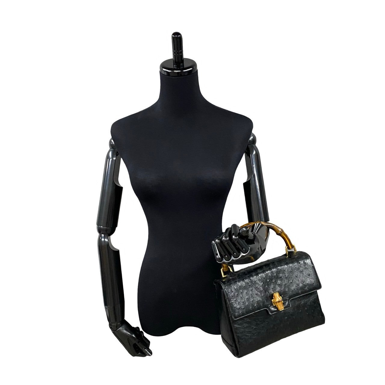 Gucci Bamboo Ostrich Leather Handbag