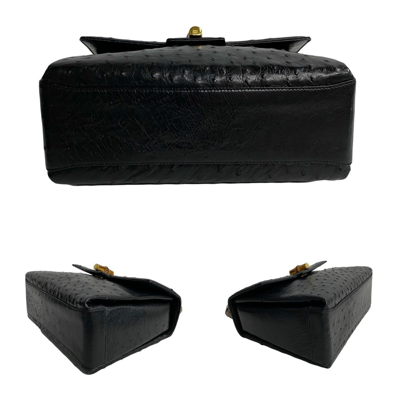 Gucci Bamboo Ostrich Leather Handbag