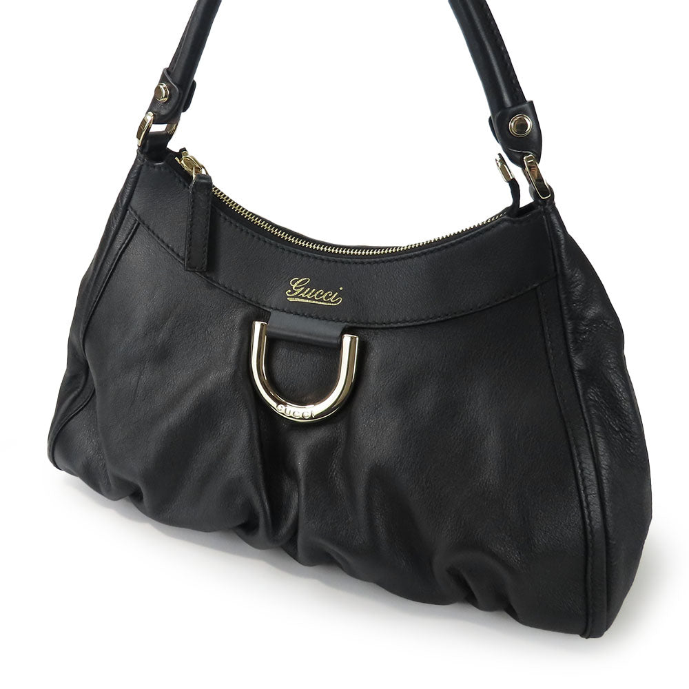 USED GUCCI Leather Handbag Black Shoulder