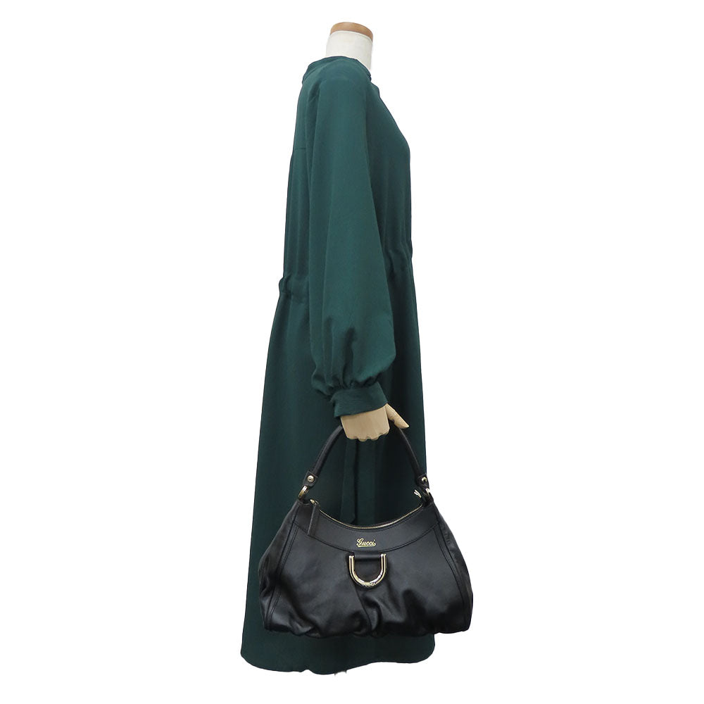 USED GUCCI Leather Handbag Black Shoulder