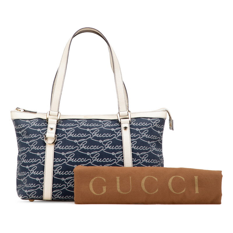 Gucci Abbey Canvas Leather Tote Bag