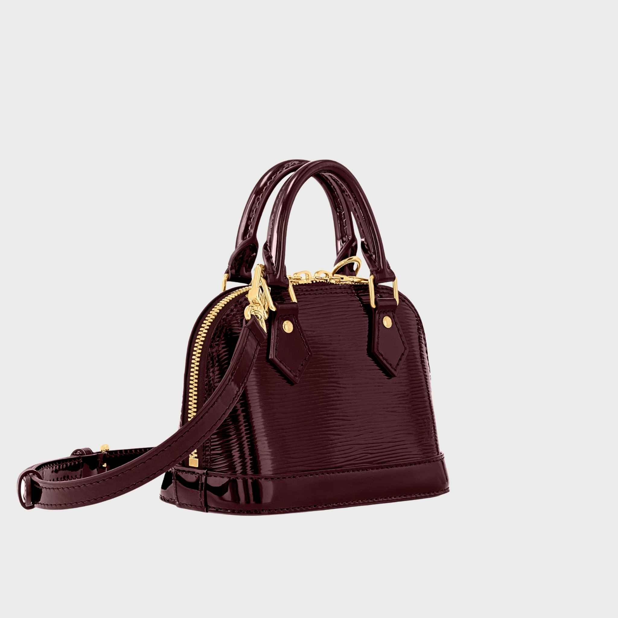 Nano Alma Handbag Epi Cowhide Leather Bordeaux Red