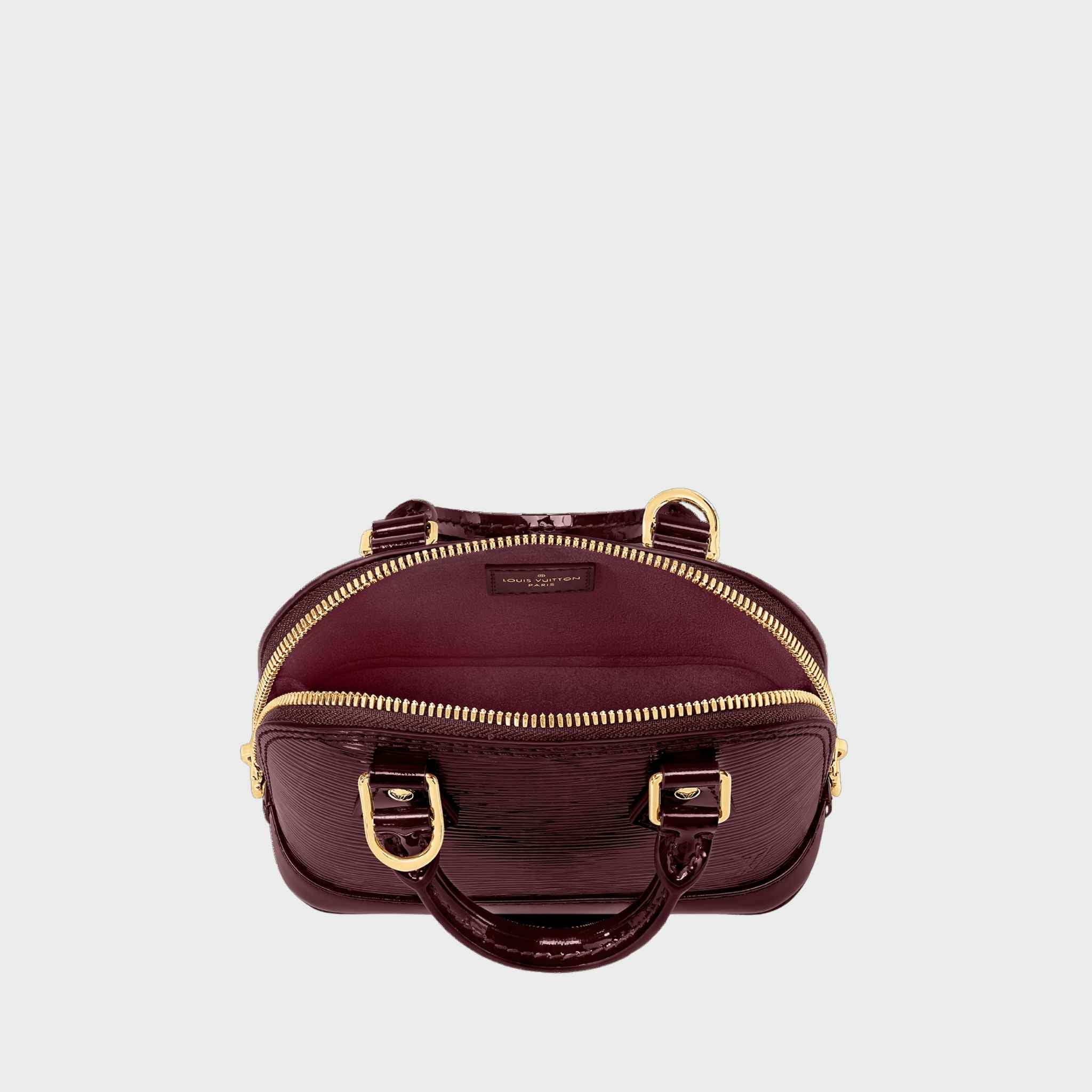 Nano Alma Handbag Epi Cowhide Leather Bordeaux Red