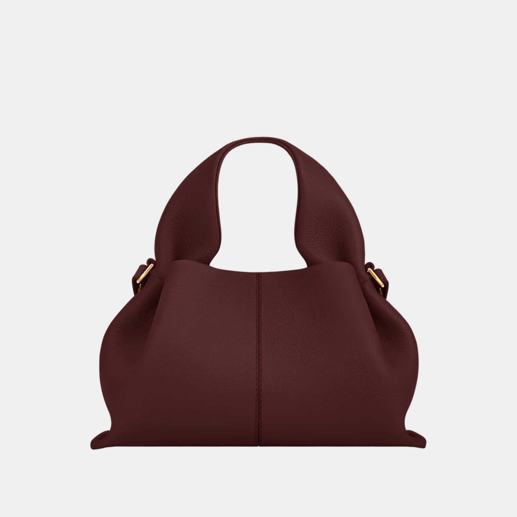 Polene Numero Neuf Mini Handbag Textured Black Cherry Front 