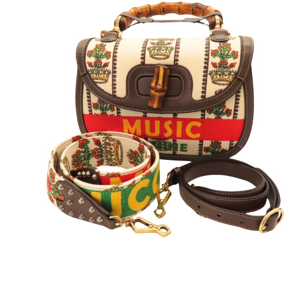 Gucci Bamboo Bag Canvas 2way Bag Limited
