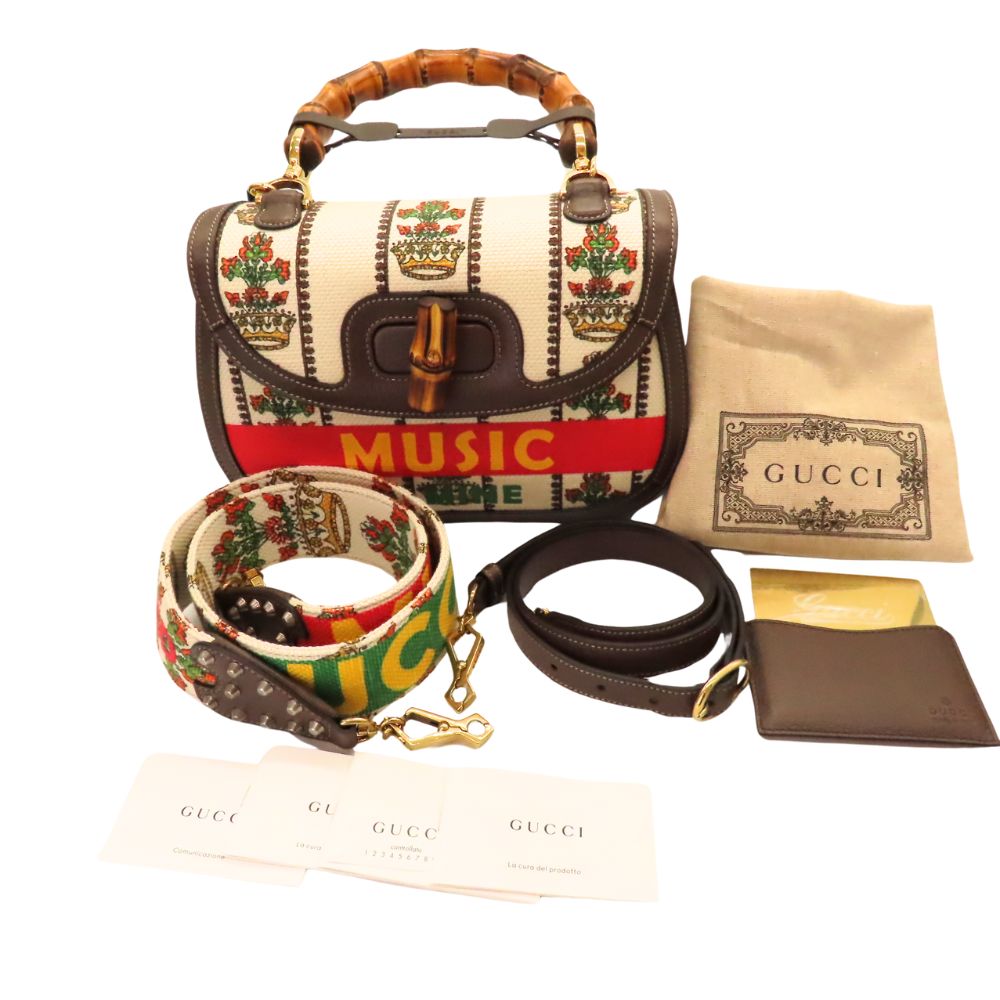 Gucci Bamboo Bag Canvas 2way Bag Limited