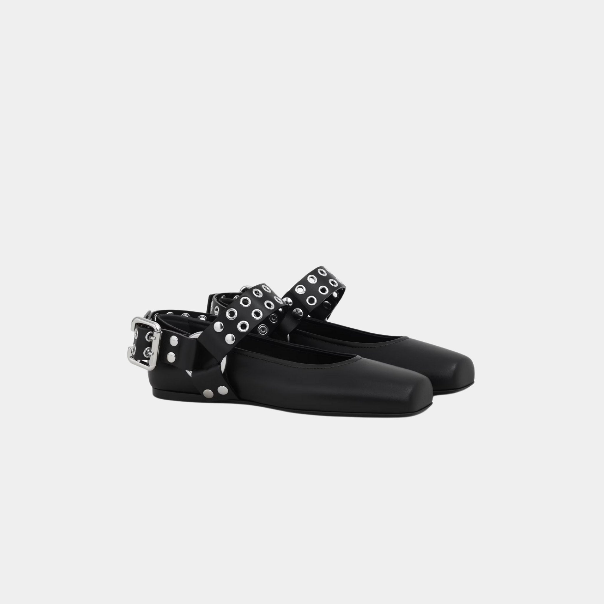 Biker Ballet Flats In Calfskin