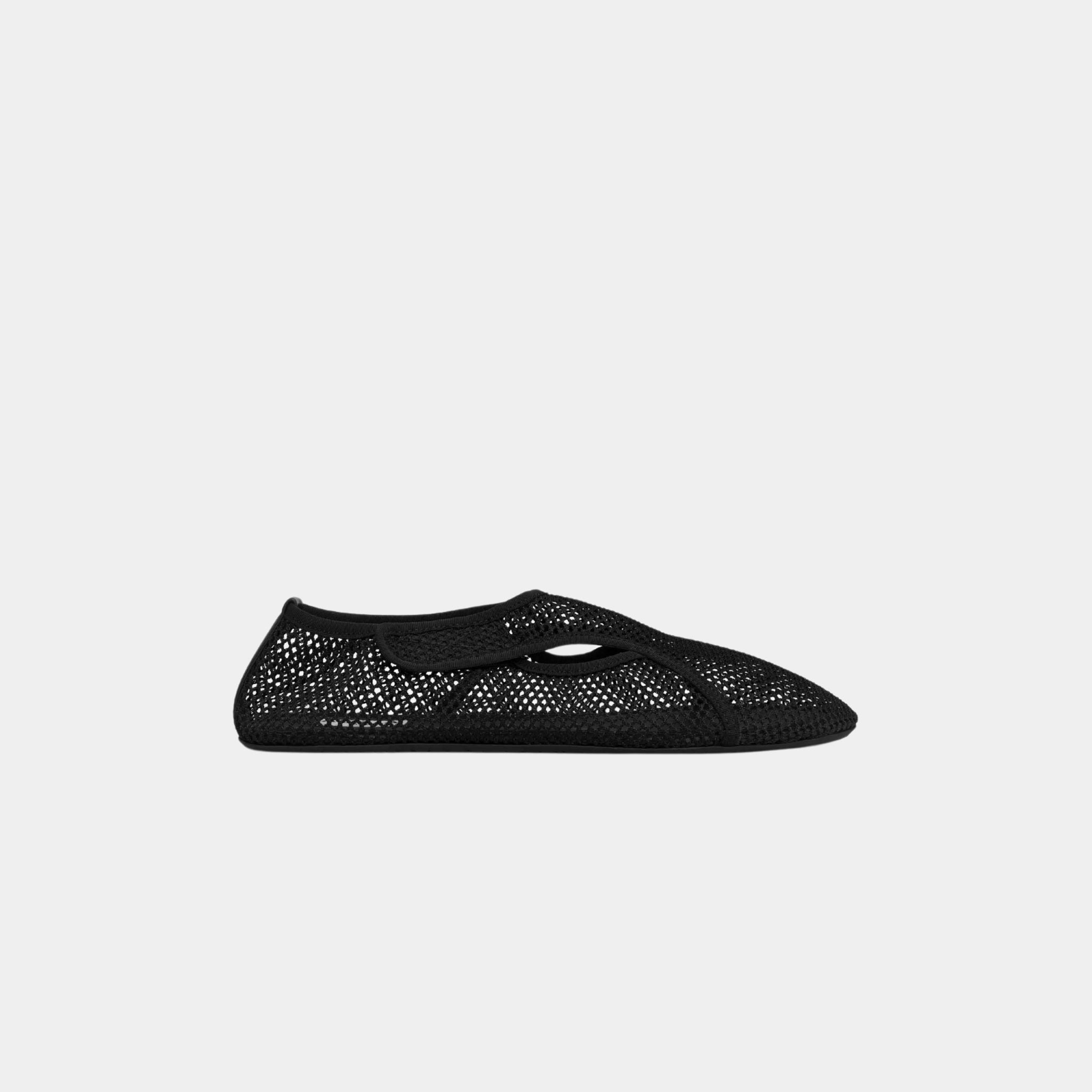 Alaia Fishnet Slippers, Black, Side