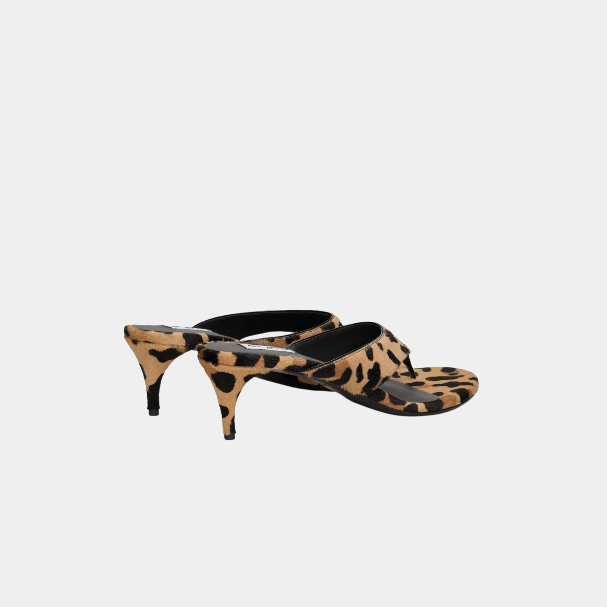 Infradito Thong Mules In Leopard Haircalf