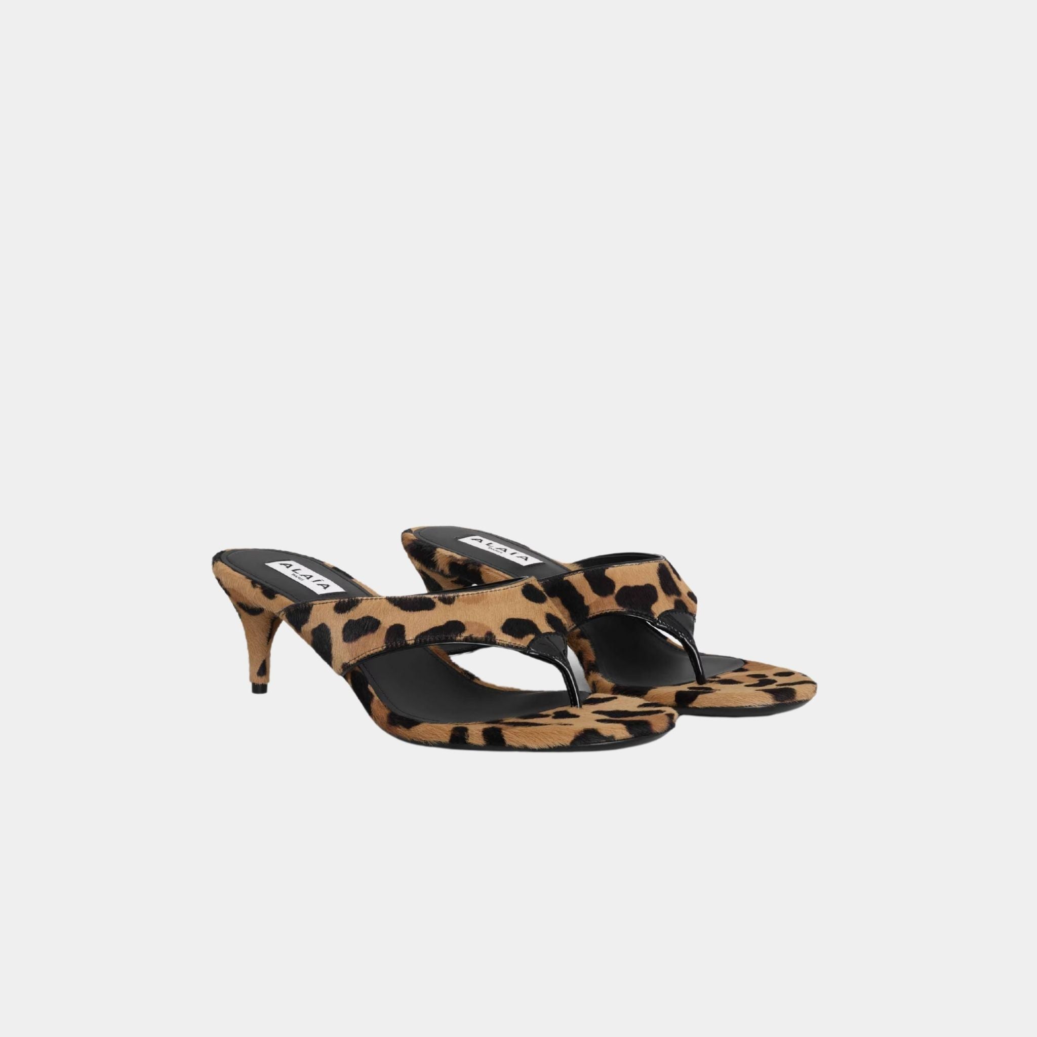 Infradito Thong Mules In Leopard Haircalf