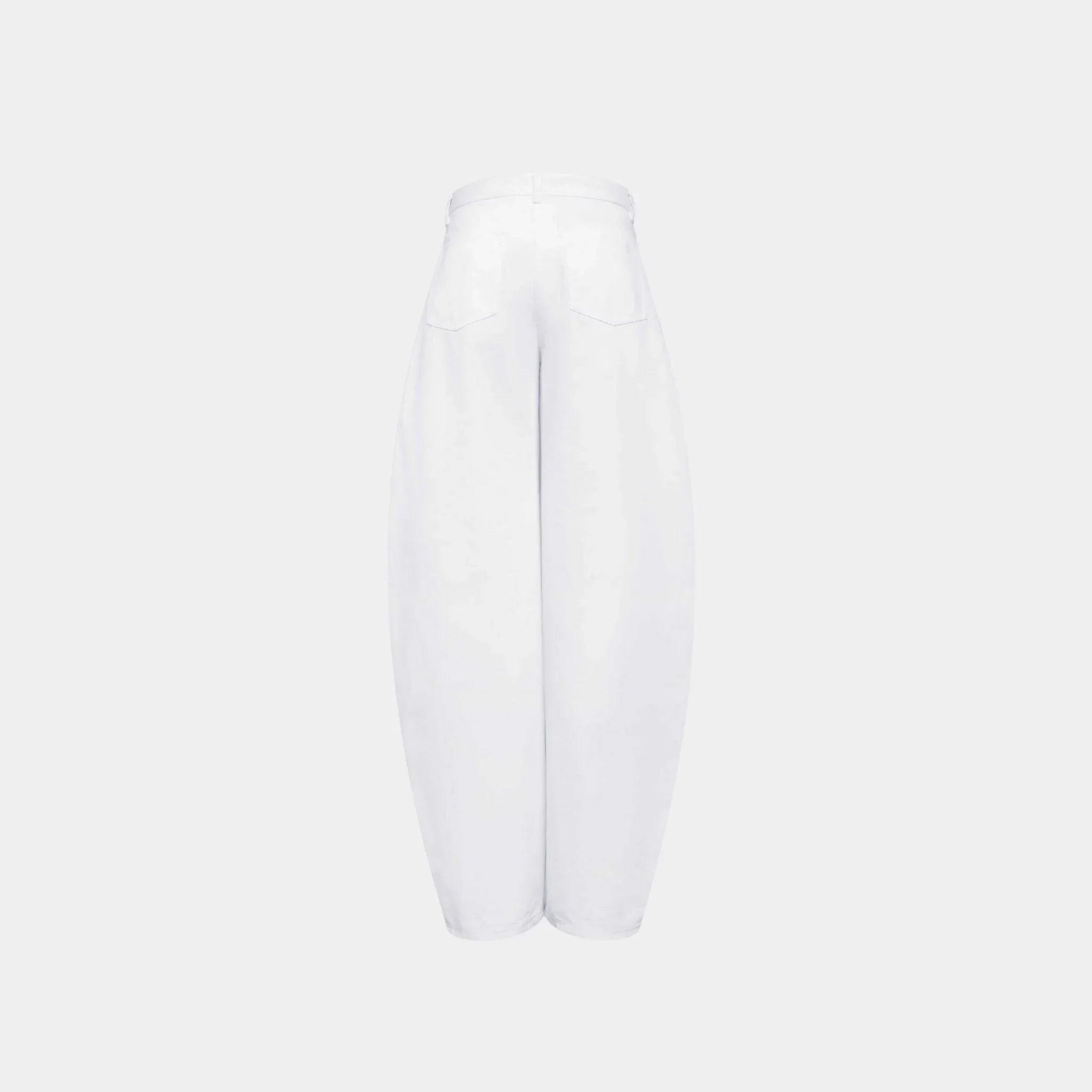 Low Waist Round Jeans in White Denim
