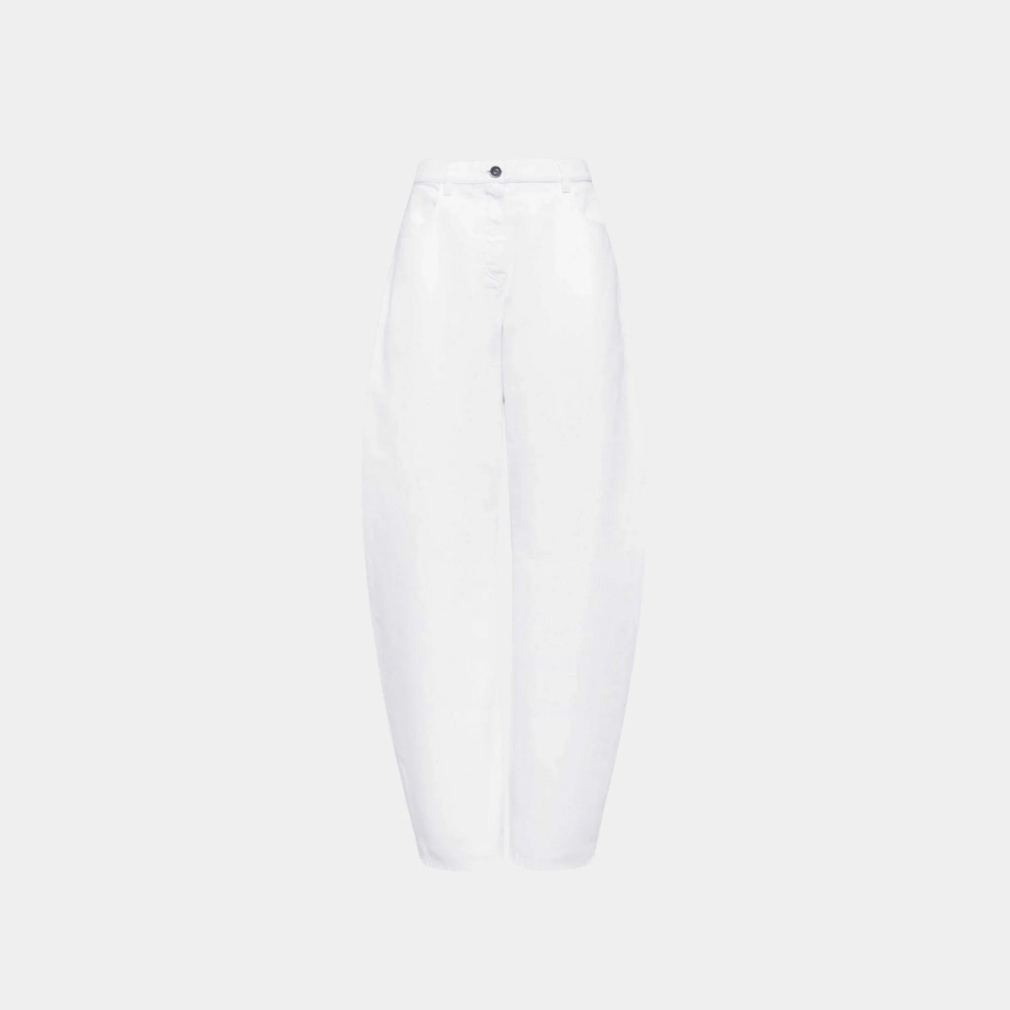 Alaia Low Waist Round Jeans in White Denim, Front