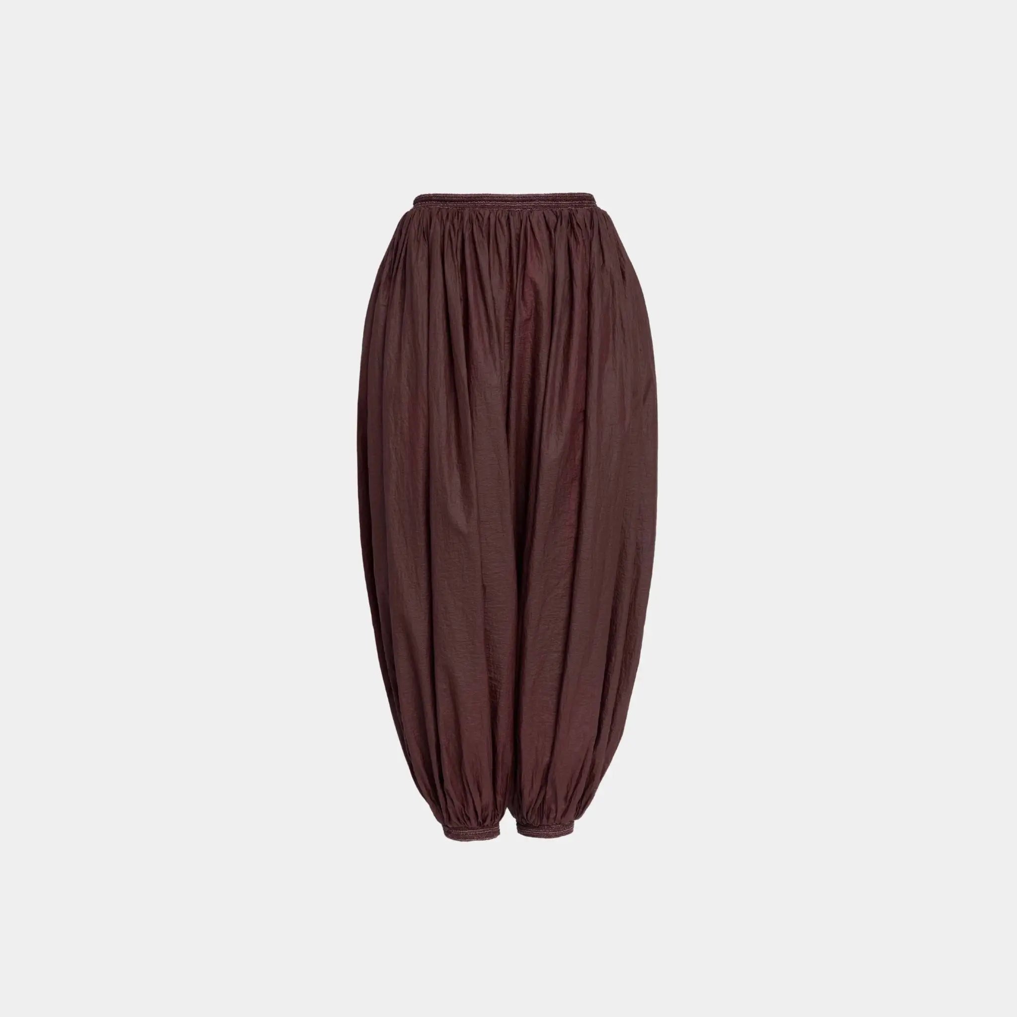 Alaia Soft Nylon Balloon Pants, Bordeaux, Front