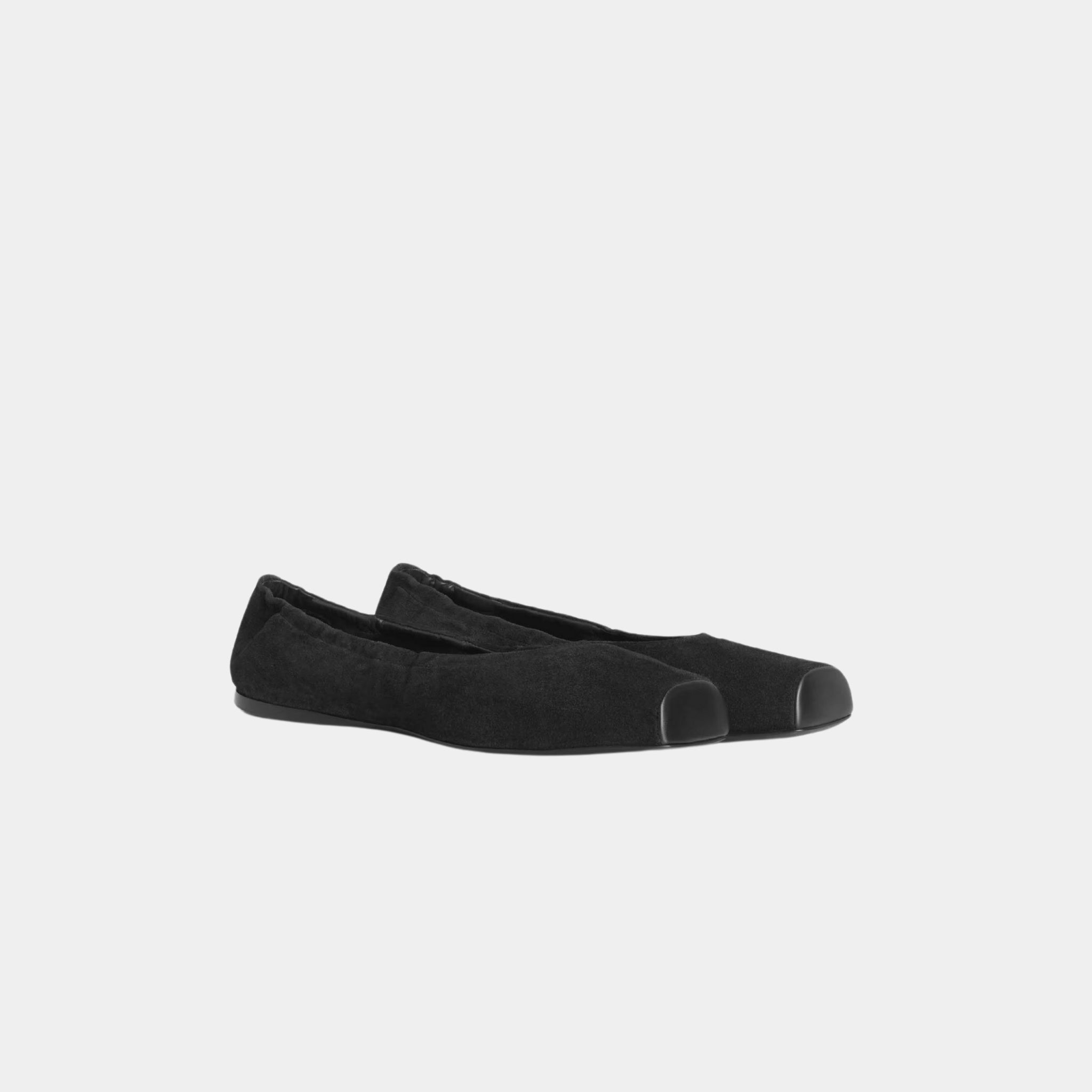 Square Toe Ballet Flats In Leather