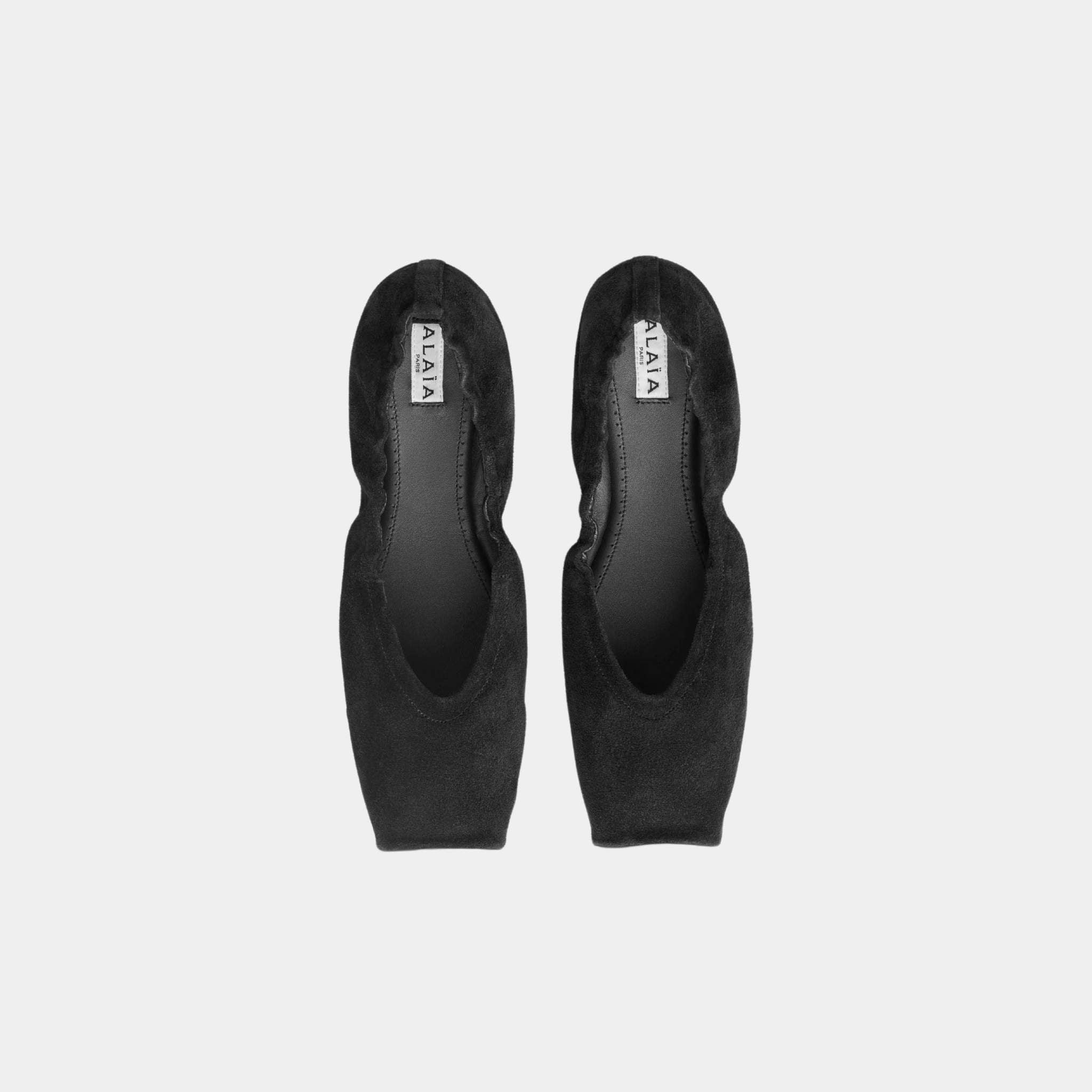 Square Toe Ballet Flats In Leather