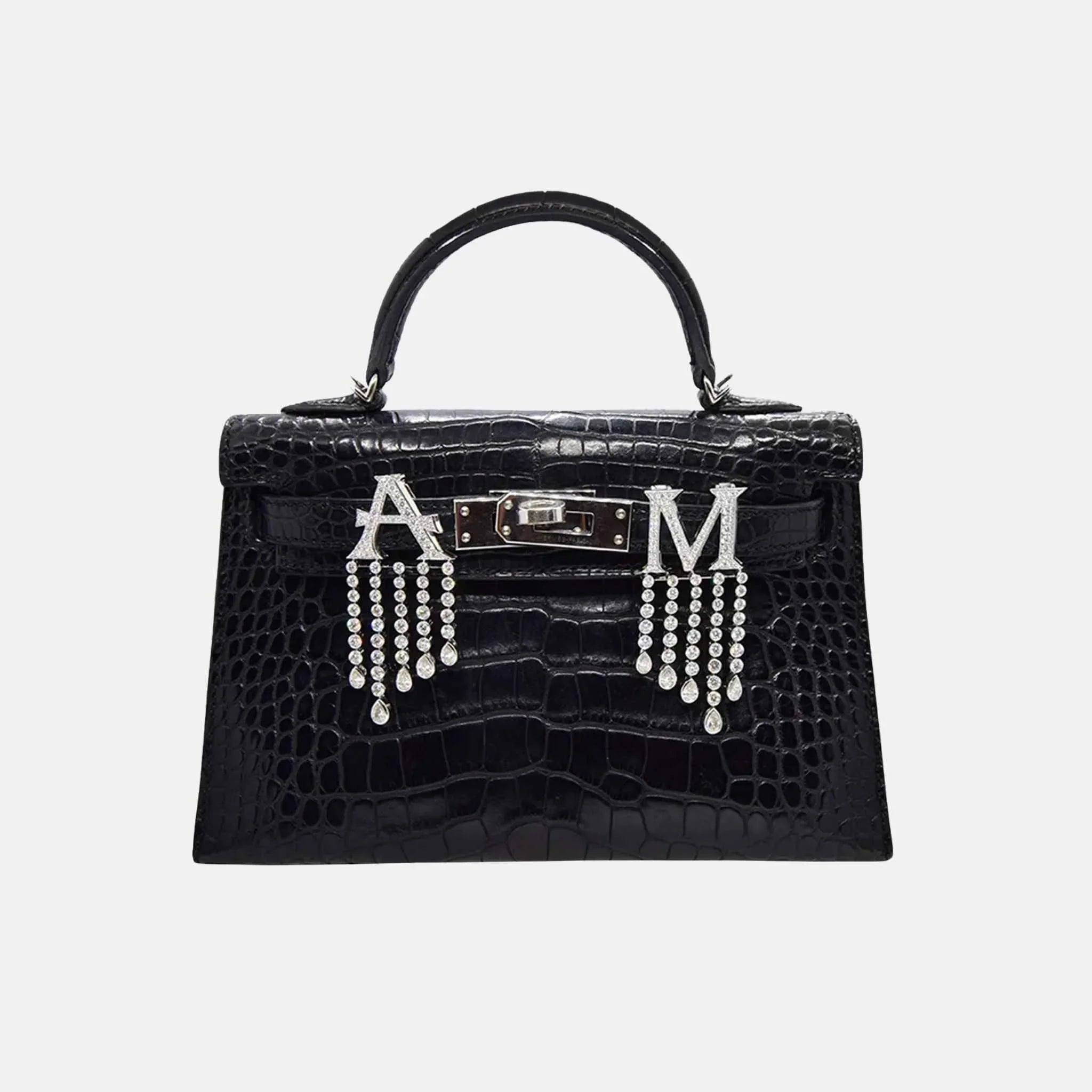 Alphabet Customized Waterfall Bag Bijoux White Gold