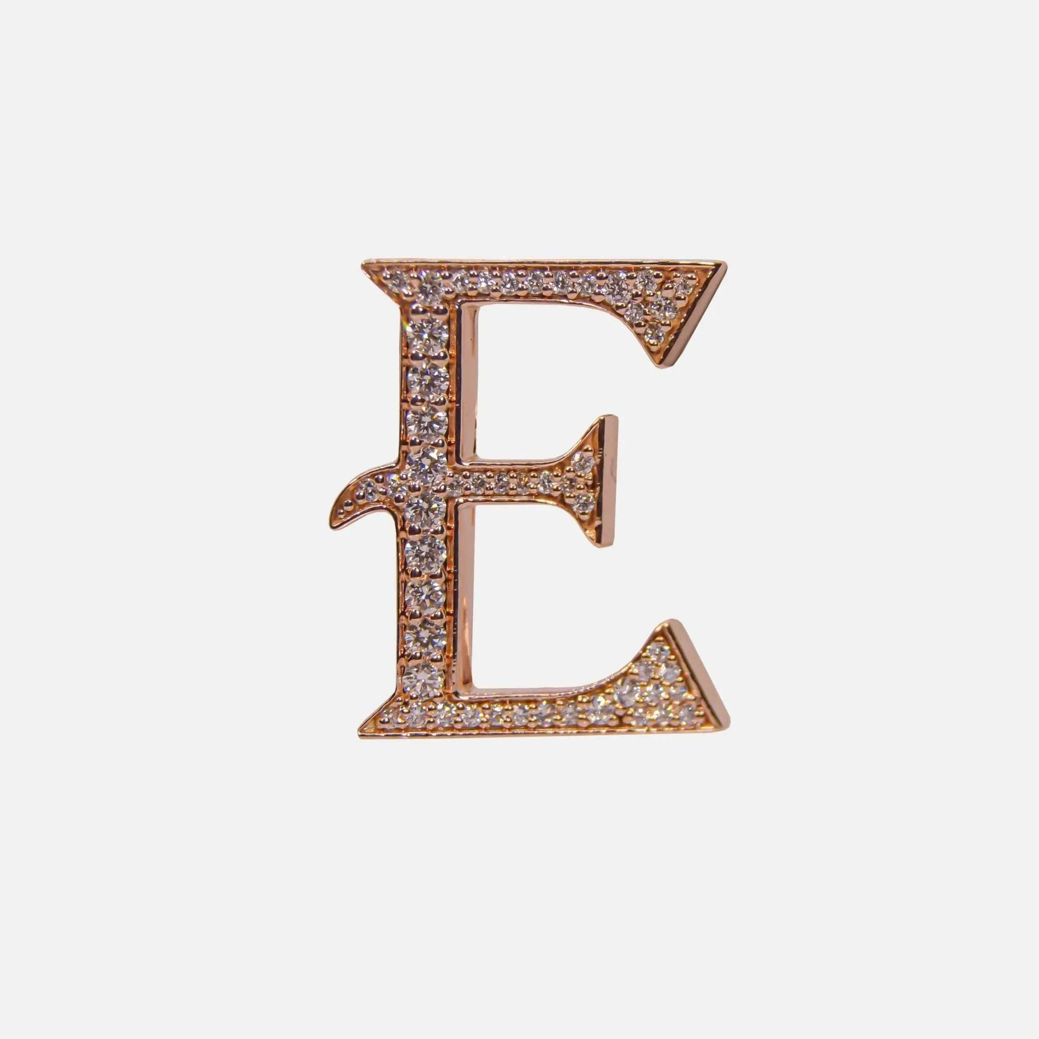 Ashna Mehta Alphabets Bag Bijoux with Natural Diamonds in Rose Gold, E
