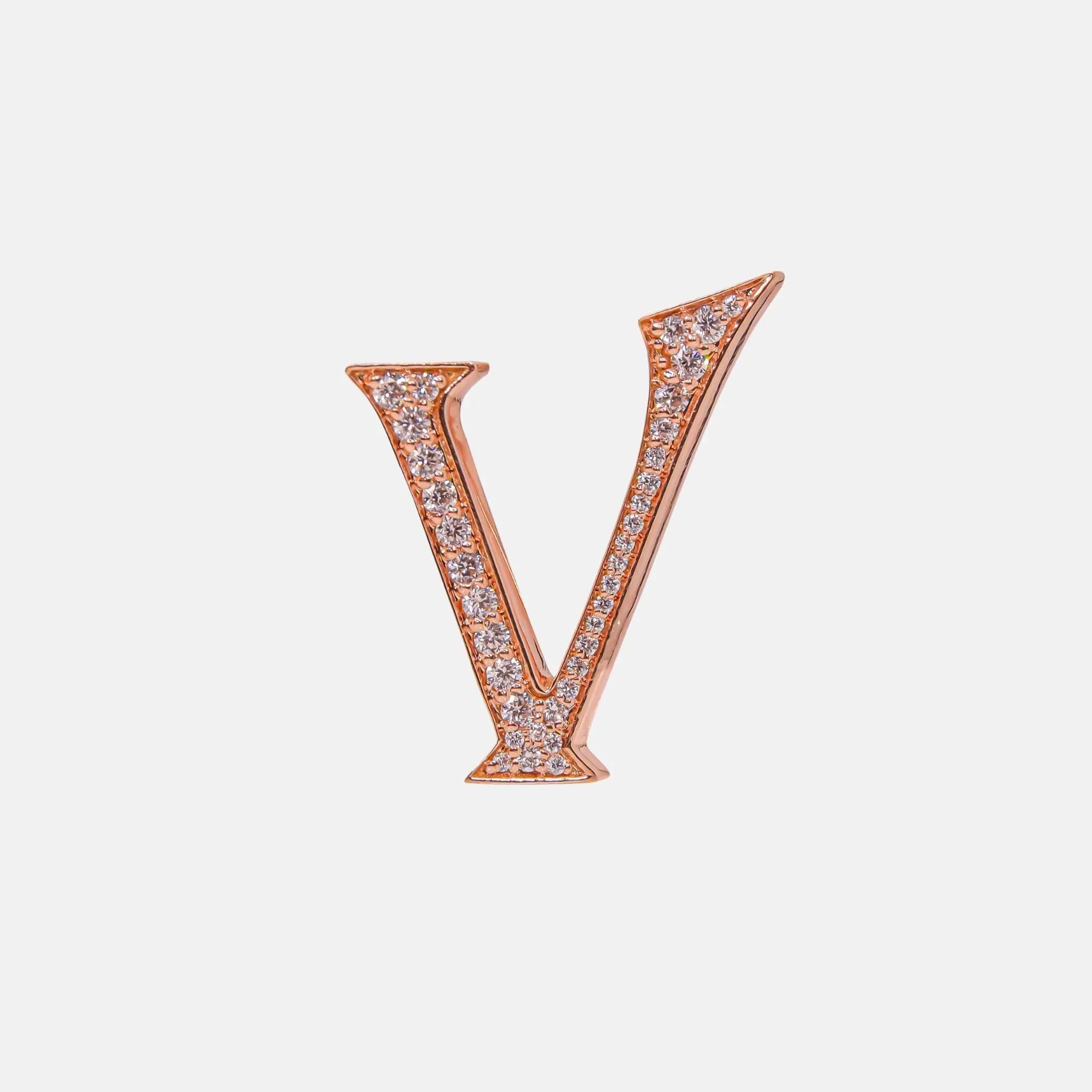 Ashna Mehta Alphabets Bag Bijoux with Natural Diamonds in Rose Gold, V