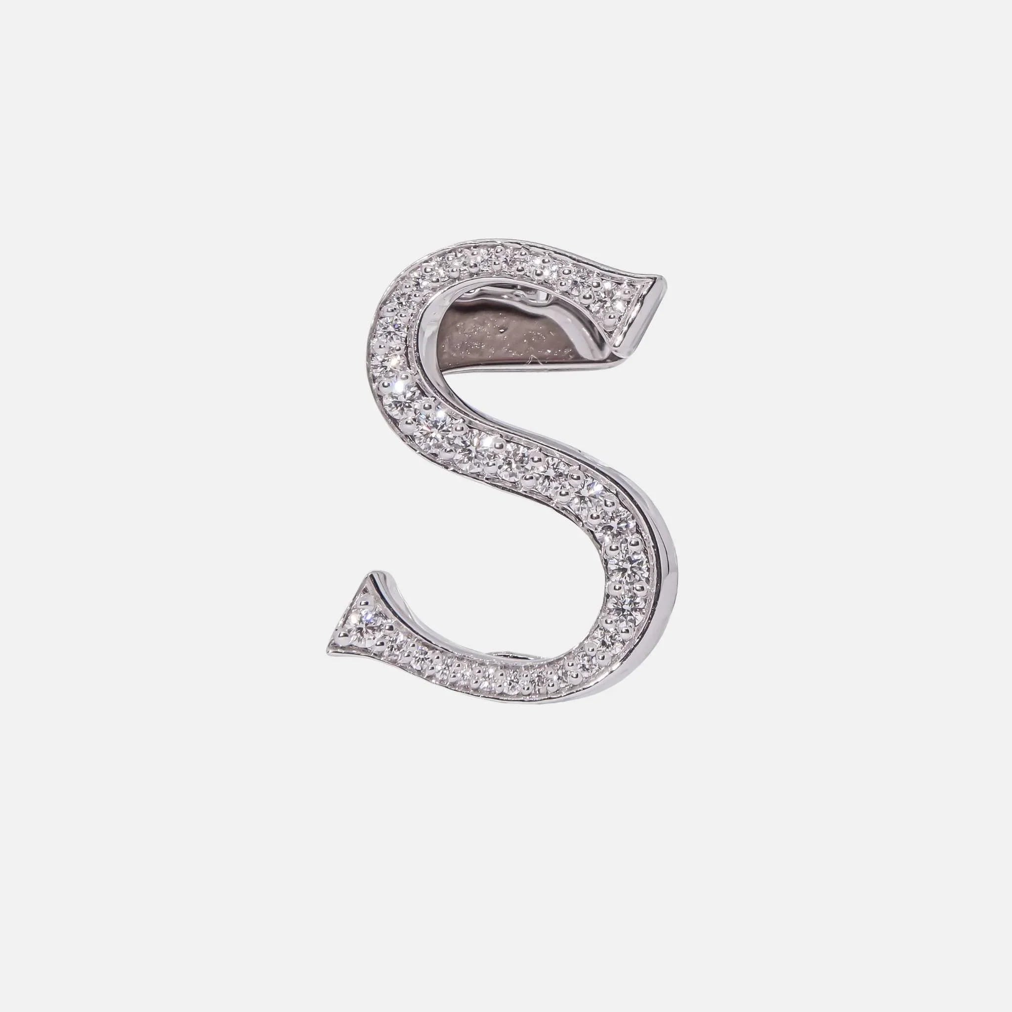 Ashna Mehta Alphabets Bag Bijoux with Natural Diamonds in White Gold, S