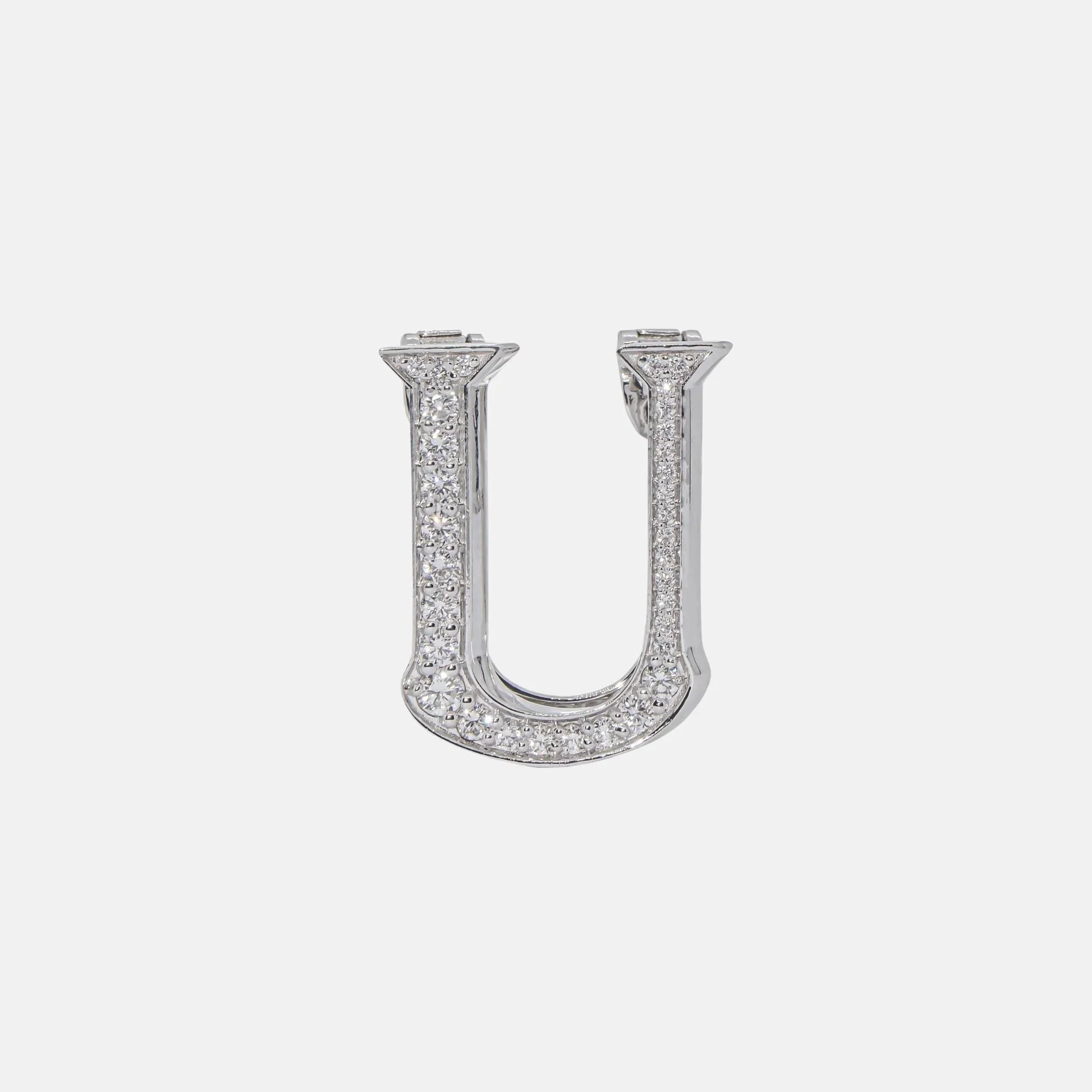 Ashna Mehta Alphabets Bag Bijoux with Natural Diamonds in White Gold, U