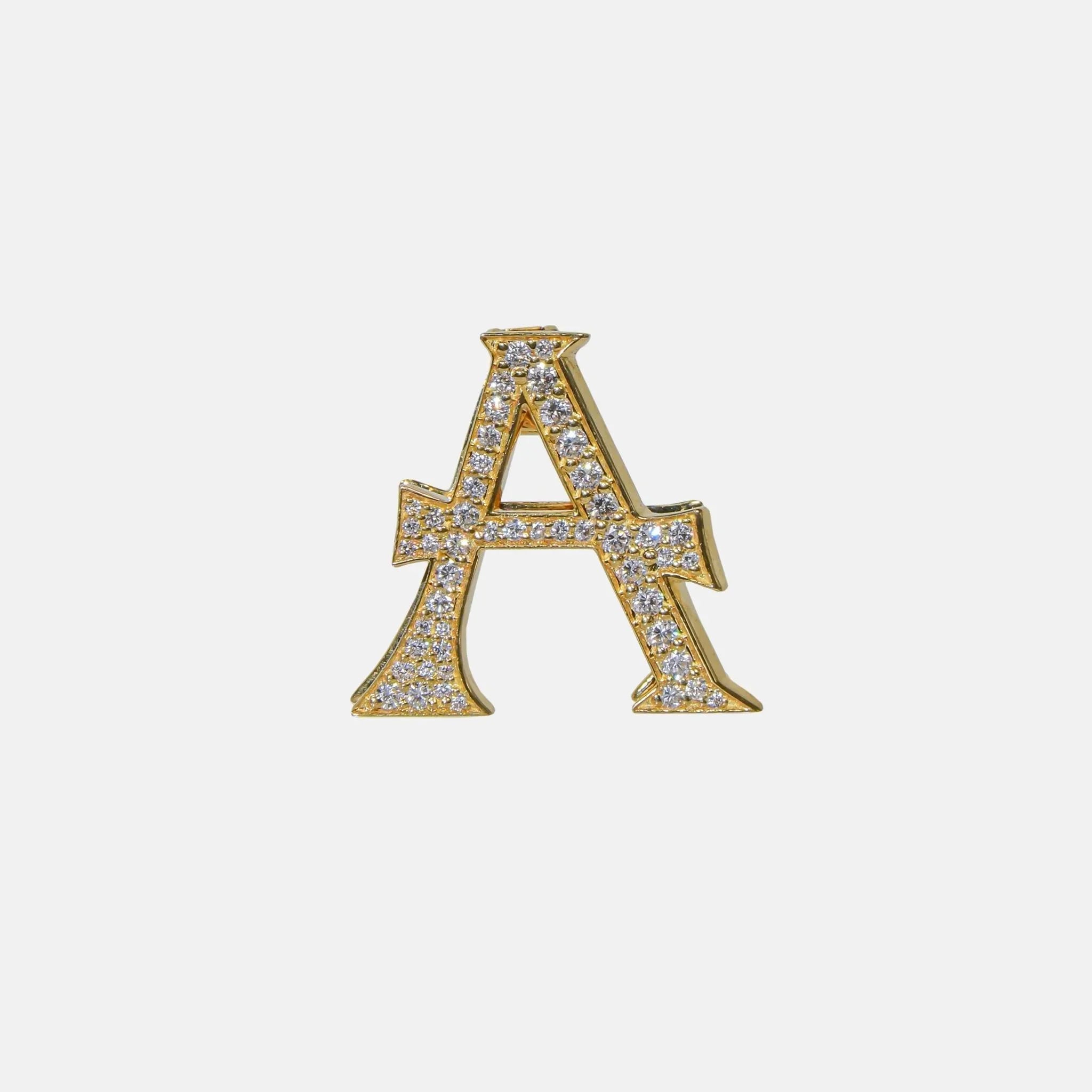 Ashna Mehta Alphabets Bag Bijoux with Natural Diamonds in Yellow Gold, A