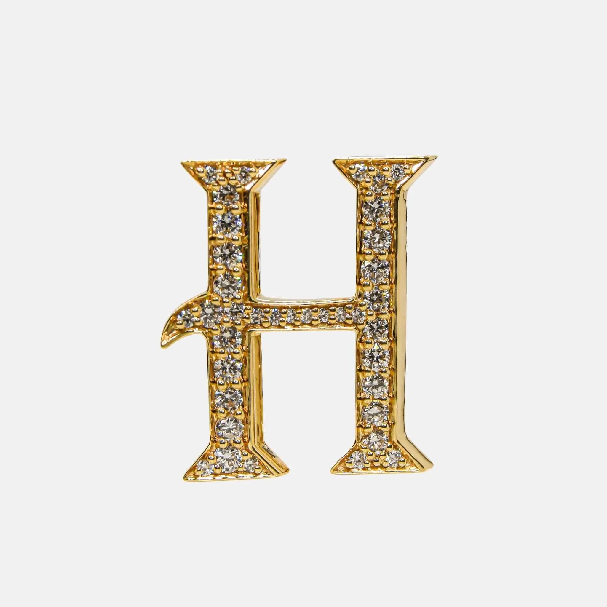 Ashna Mehta Alphabets Bag Bijoux with Natural Diamonds in Yellow Gold, H