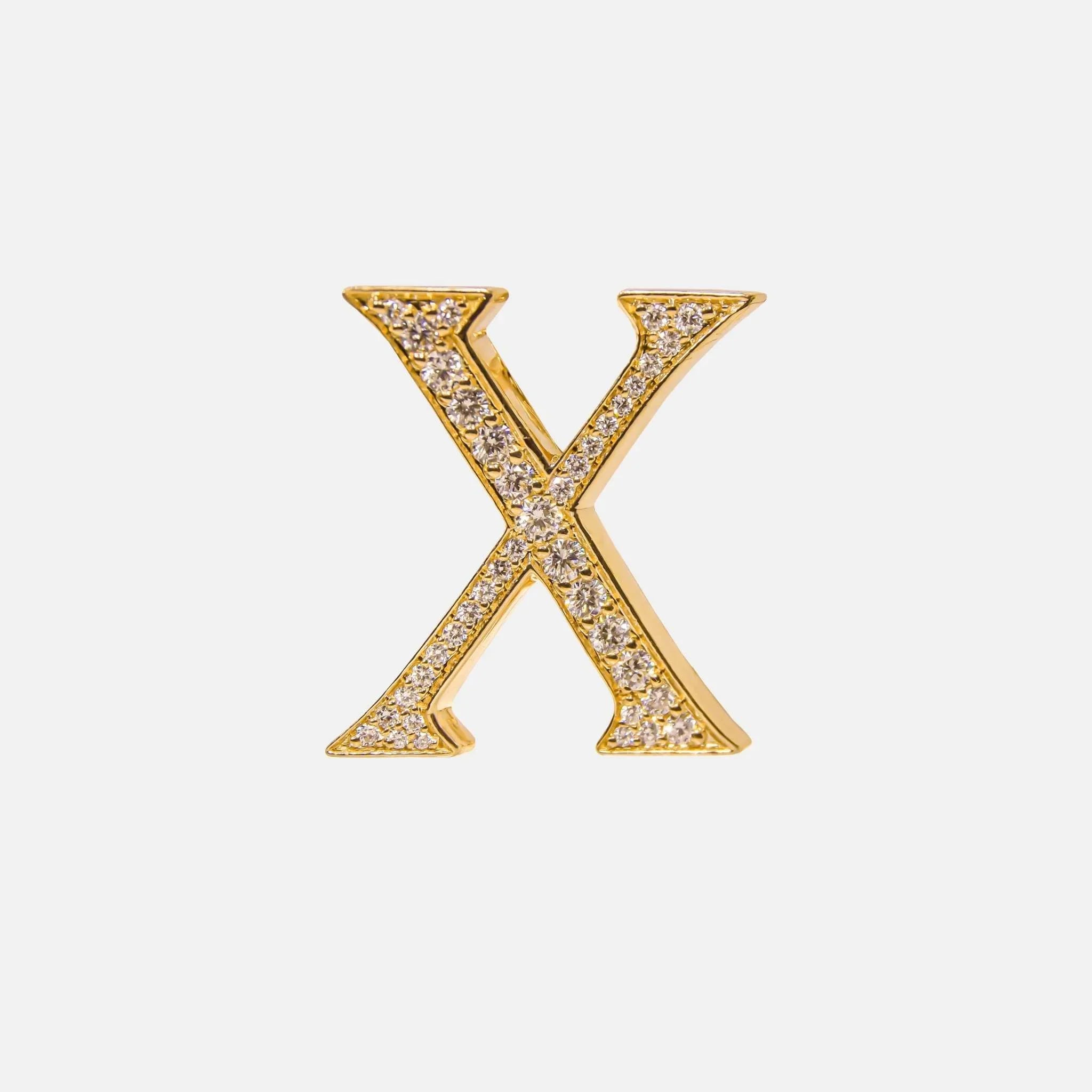 Ashna Mehta Alphabets Bag Bijoux with Natural Diamonds in Yellow Gold, X