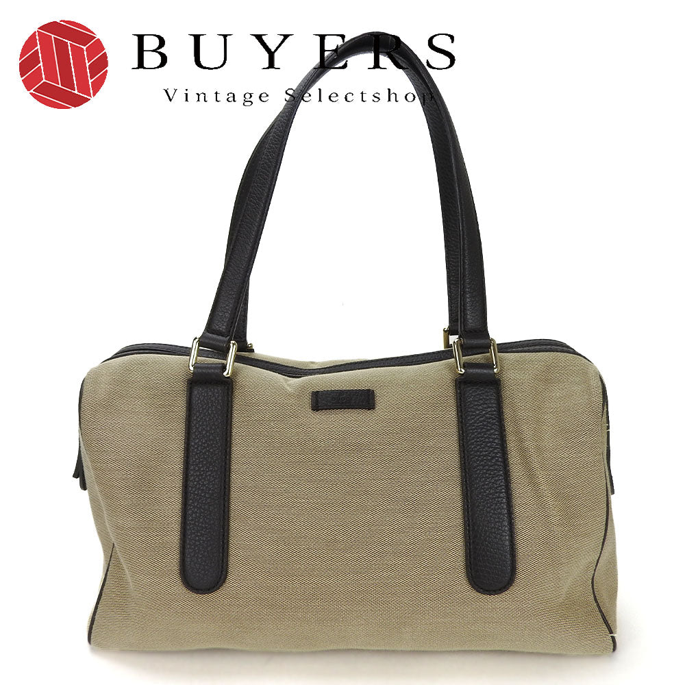 Gucci Boston Canvas Leather Boston Bag