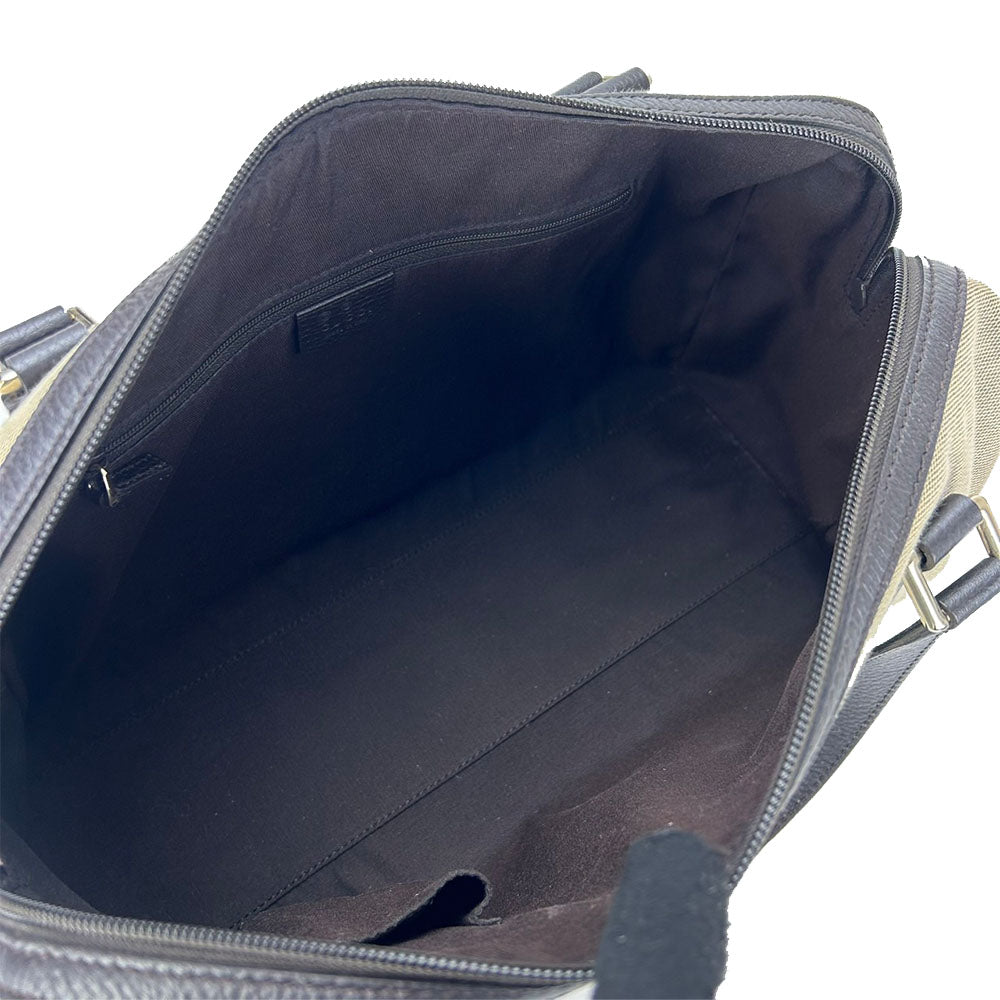 Gucci Boston Canvas Leather Boston Bag