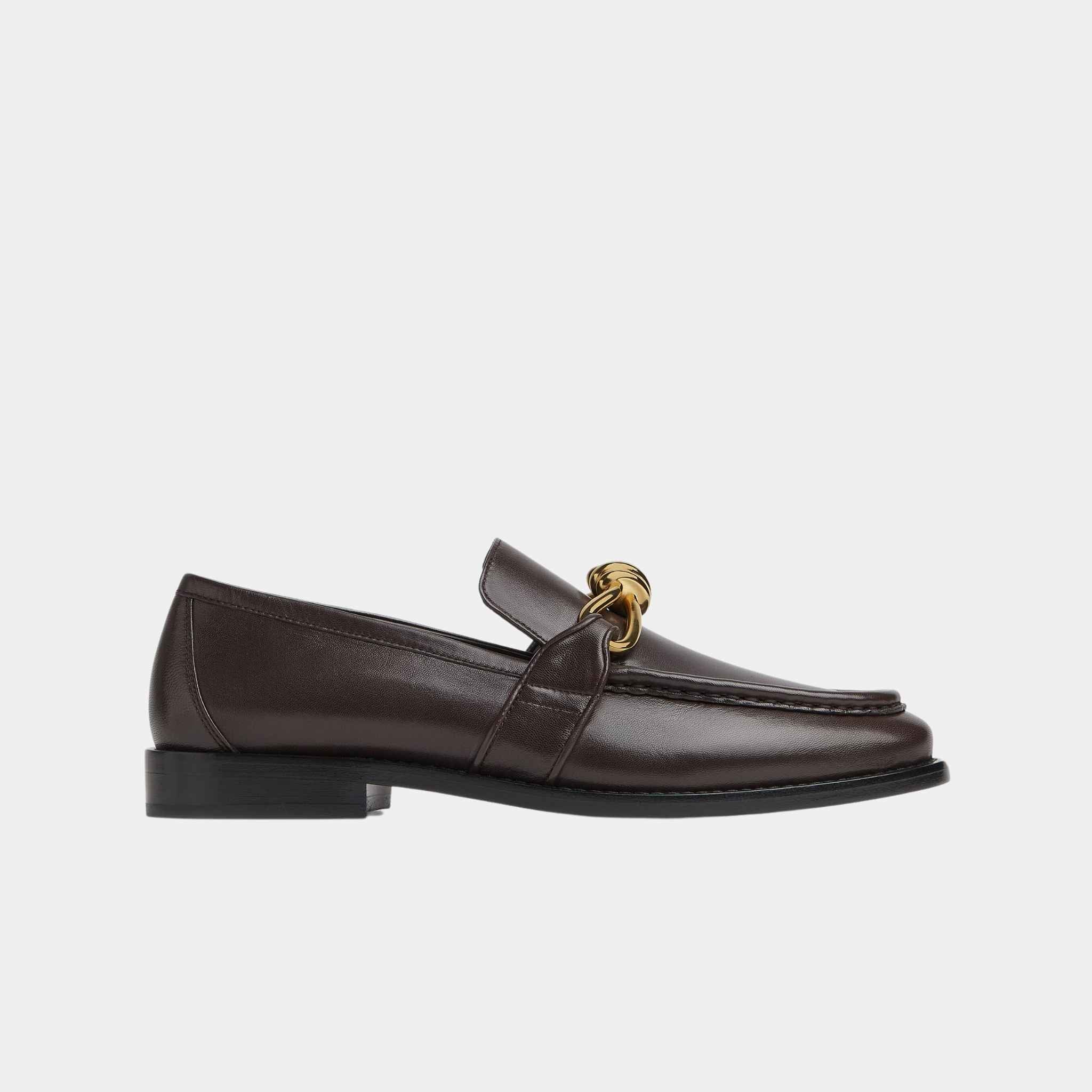 Bottega Veneta Astaire Loafer Solft Calfskin Metallic Knot Detail, Fondant, Side