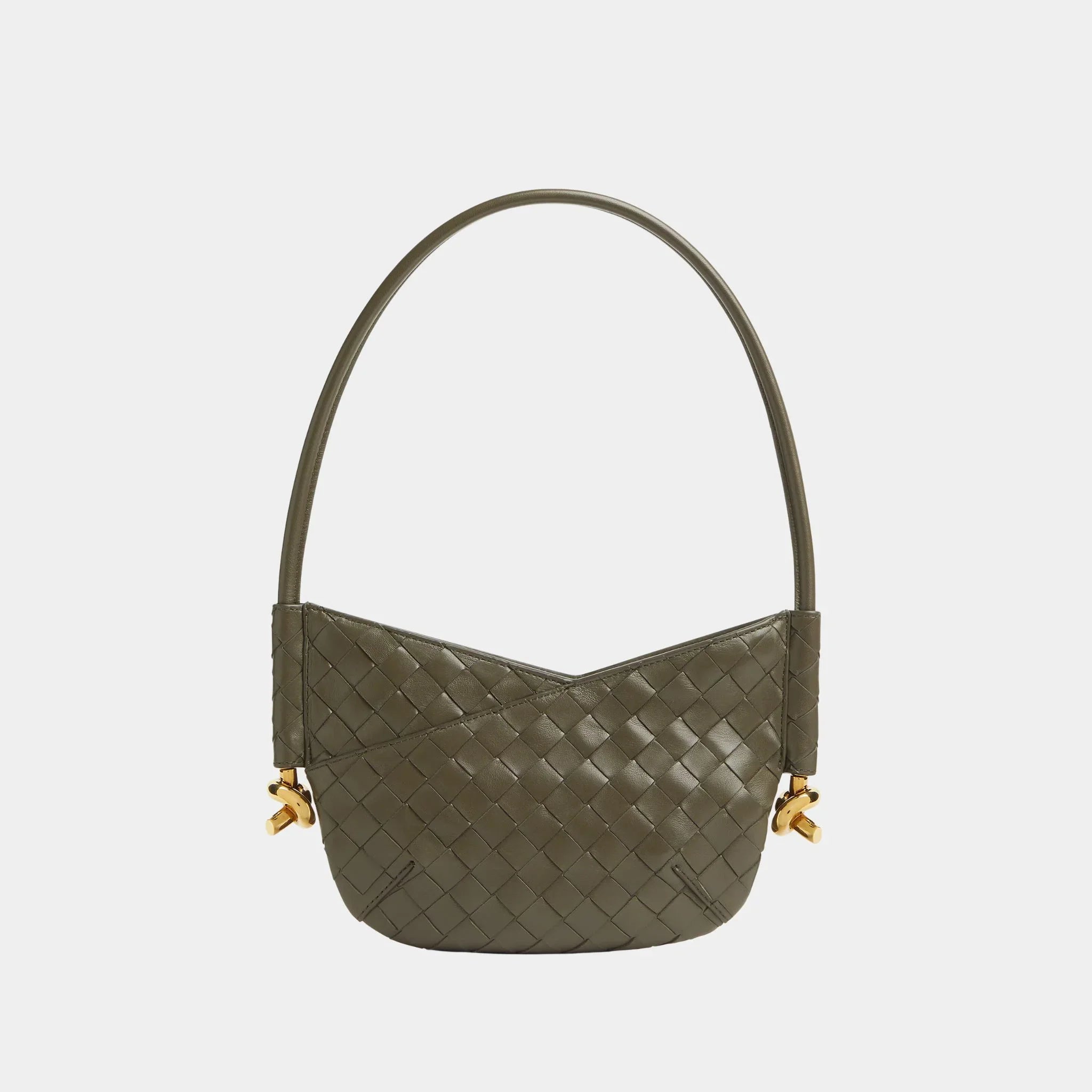 Bottega Veneta Baby Solstice Intrecciato Leather Bag, Cypress, Front