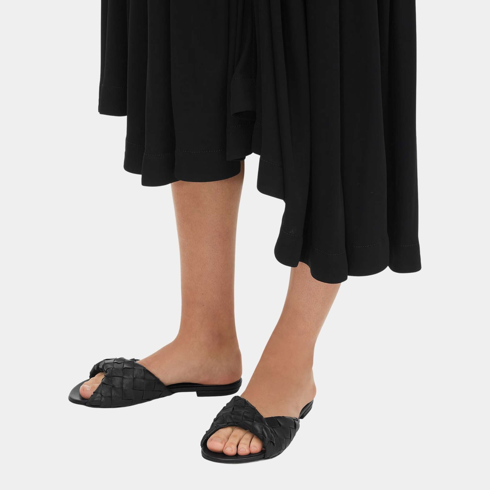 Blink Flat Mule Folded Detail in Intrecciato Leather