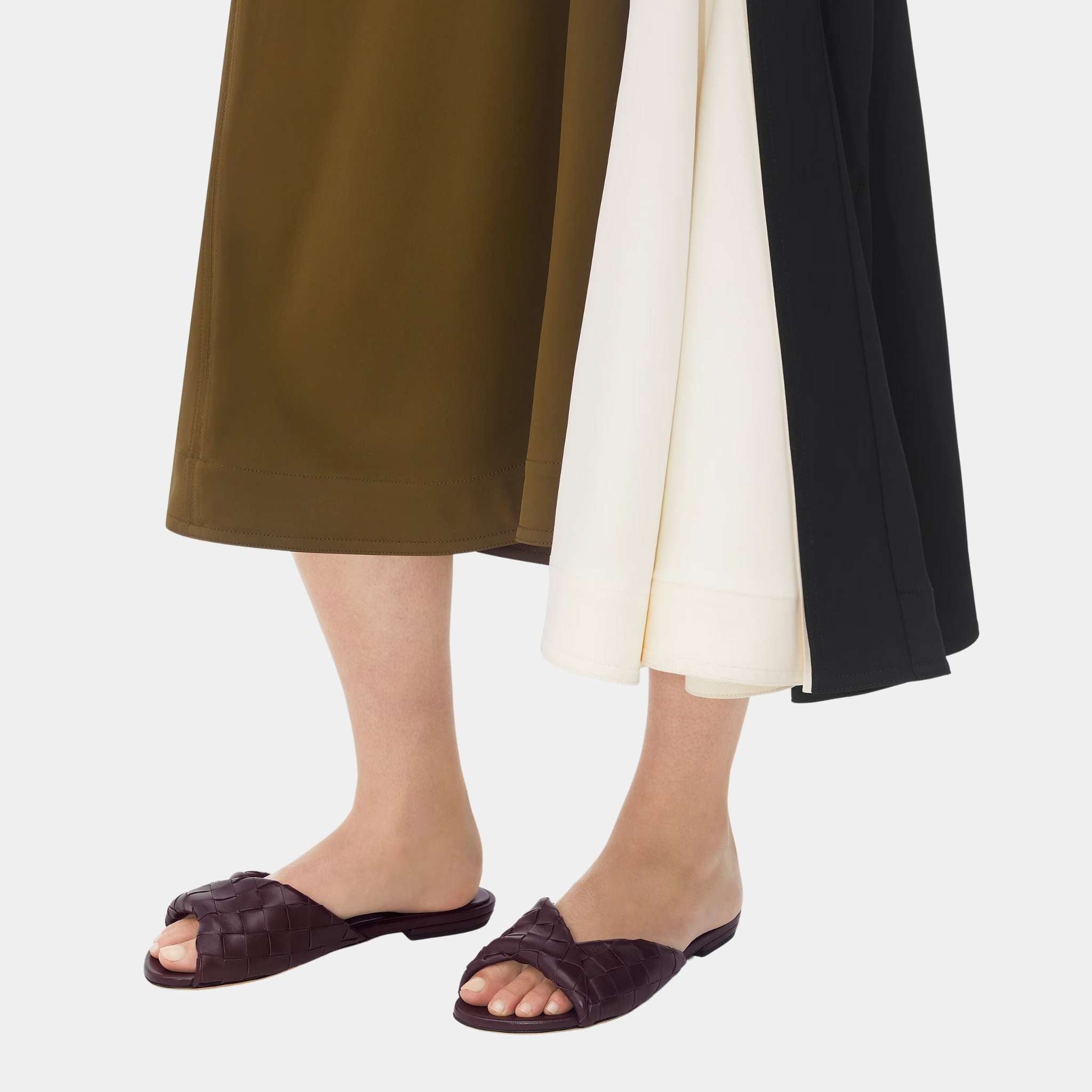 Blink Flat Mule Folded Detail in Intrecciato Leather