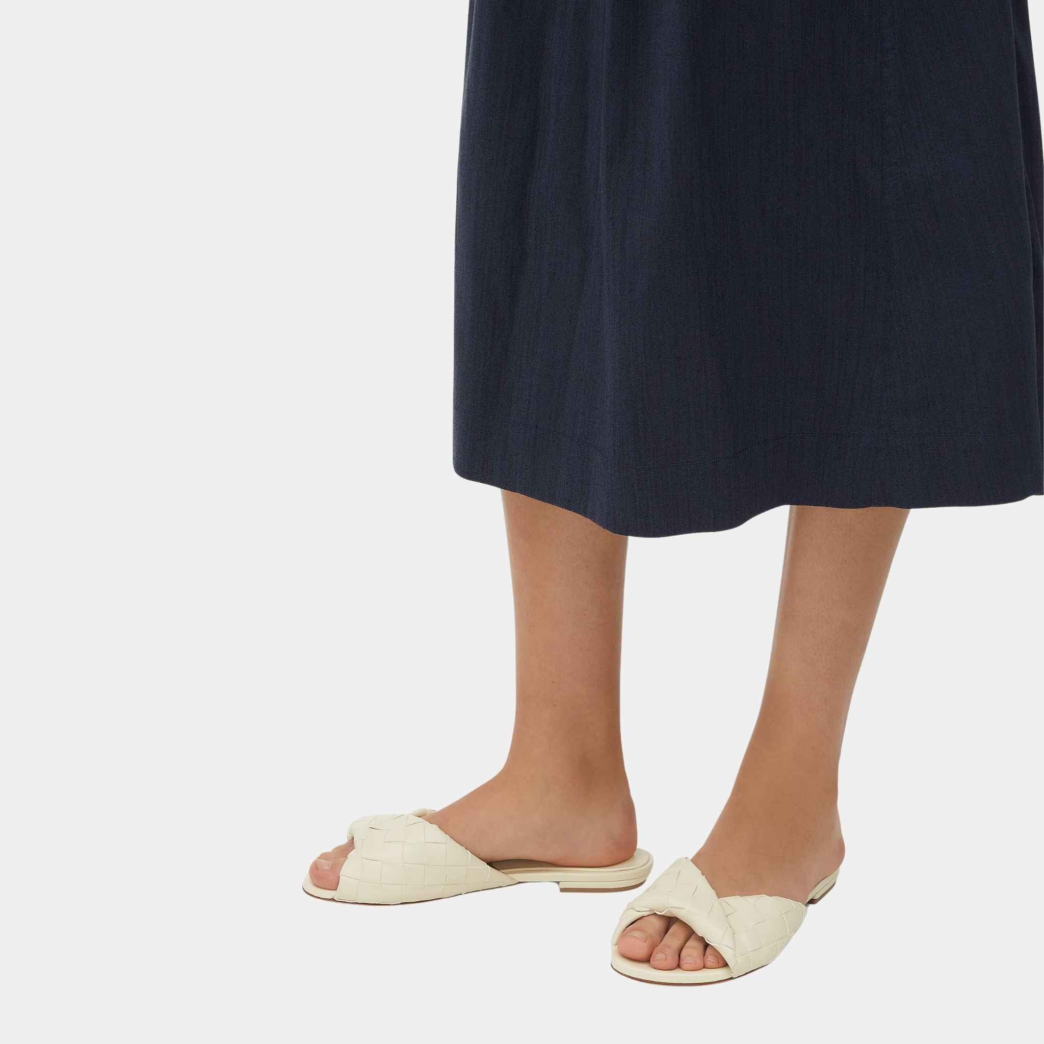 Blink Flat Mule Folded Detail in Intrecciato Leather