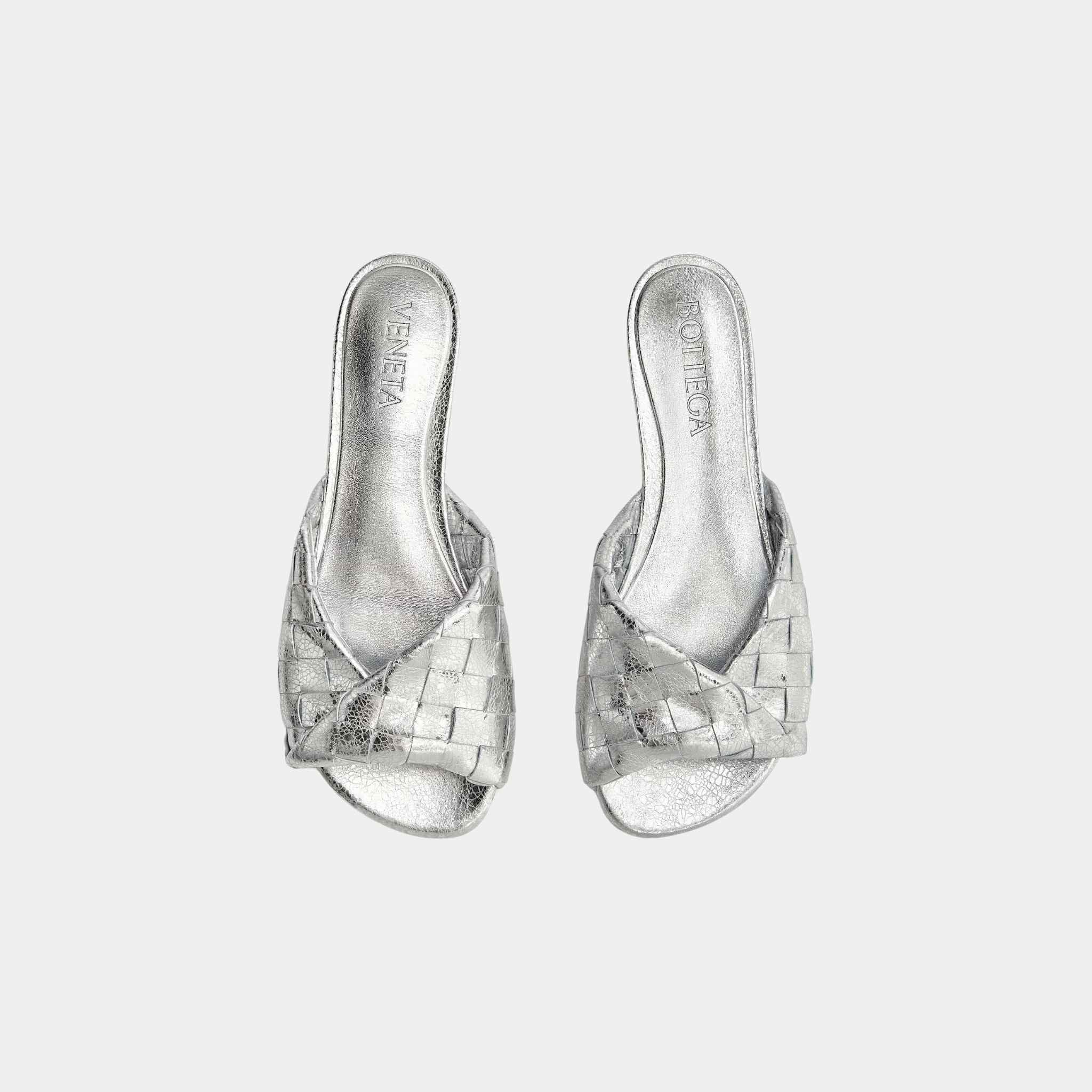 Blink Flat Mule Intrecciato Laminated Leather