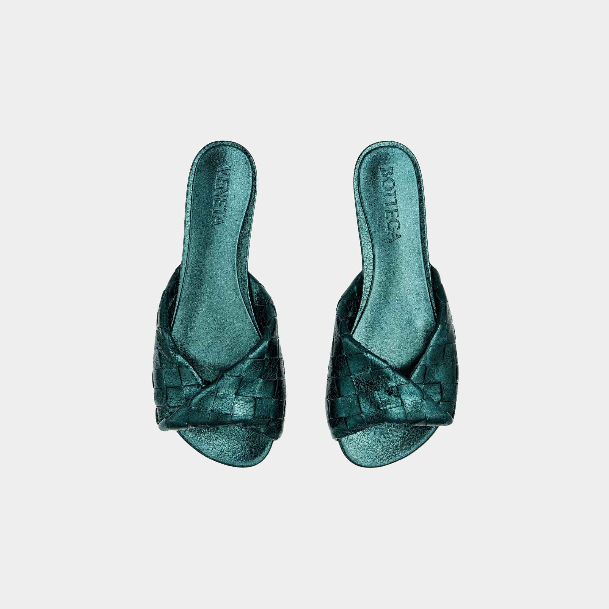 Blink Flat Mule Intrecciato Laminated Leather