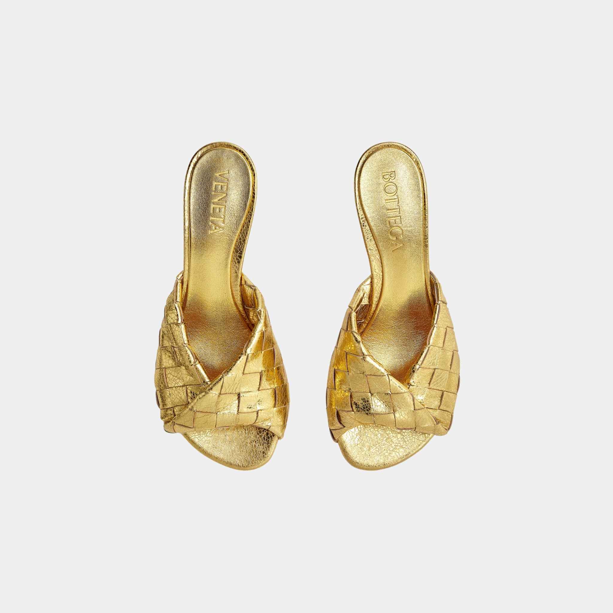 Blink Kitten Heel Mule Intrecciato Laminated Leather