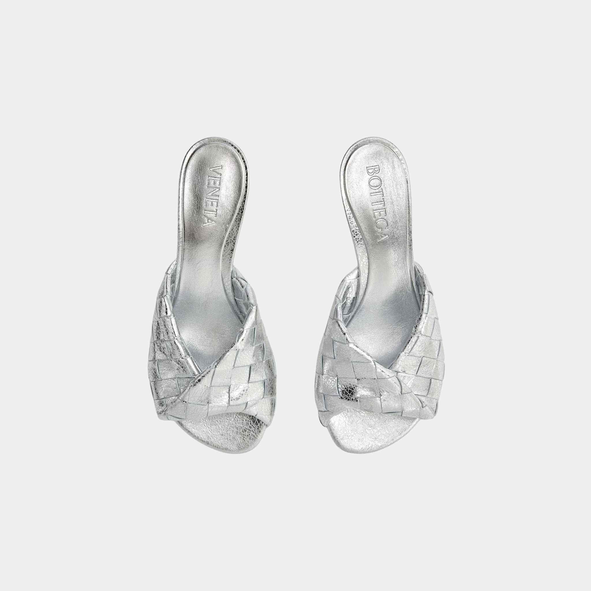 Blink Kitten Heel Mule Intrecciato Laminated Leather