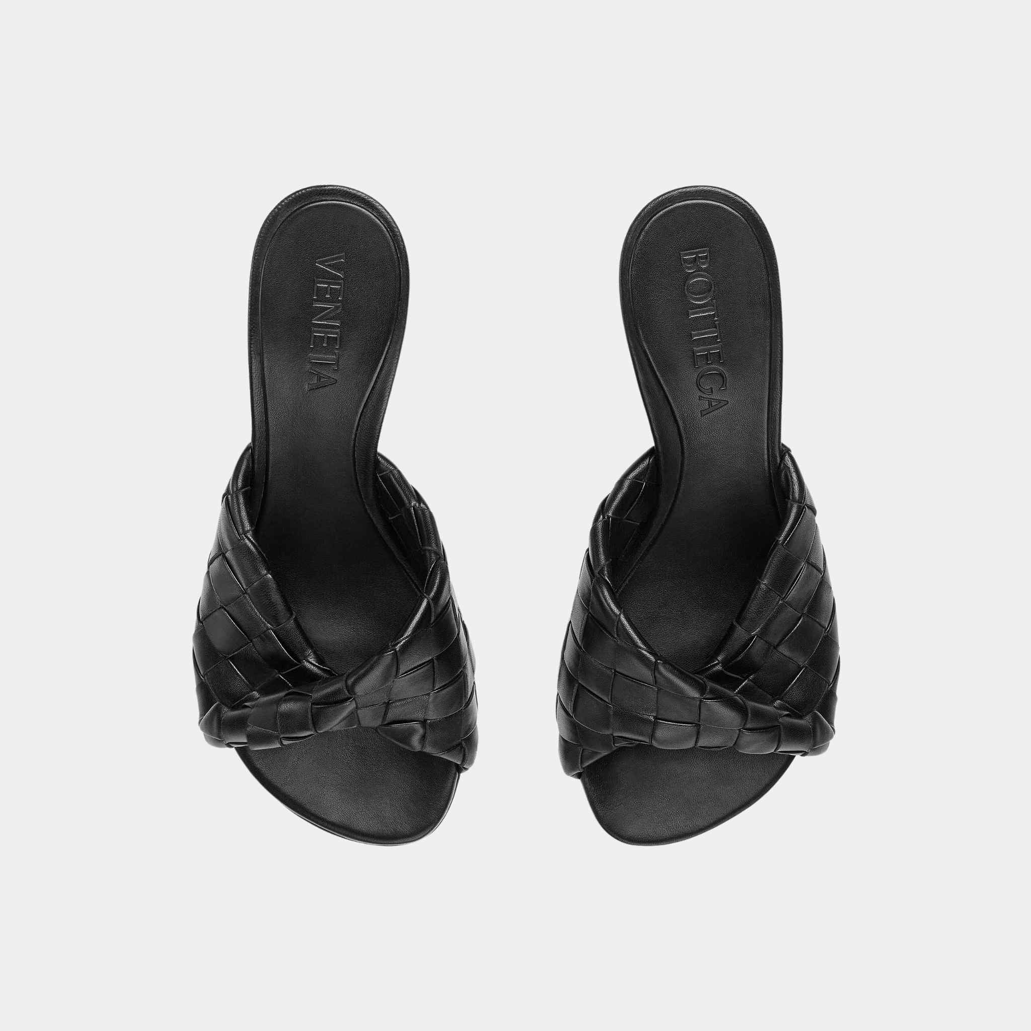 Blink Mule High Heel with Folded Detail in Intrecciato Leather