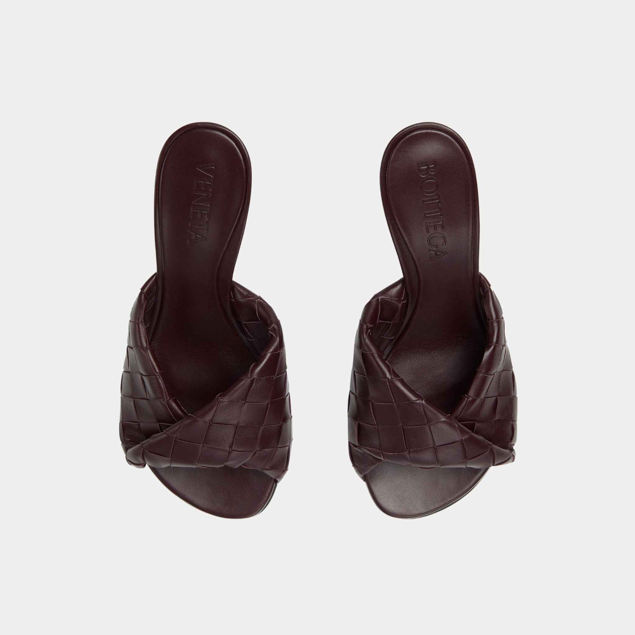 Blink Mule High Heel with Folded Detail in Intrecciato Leather