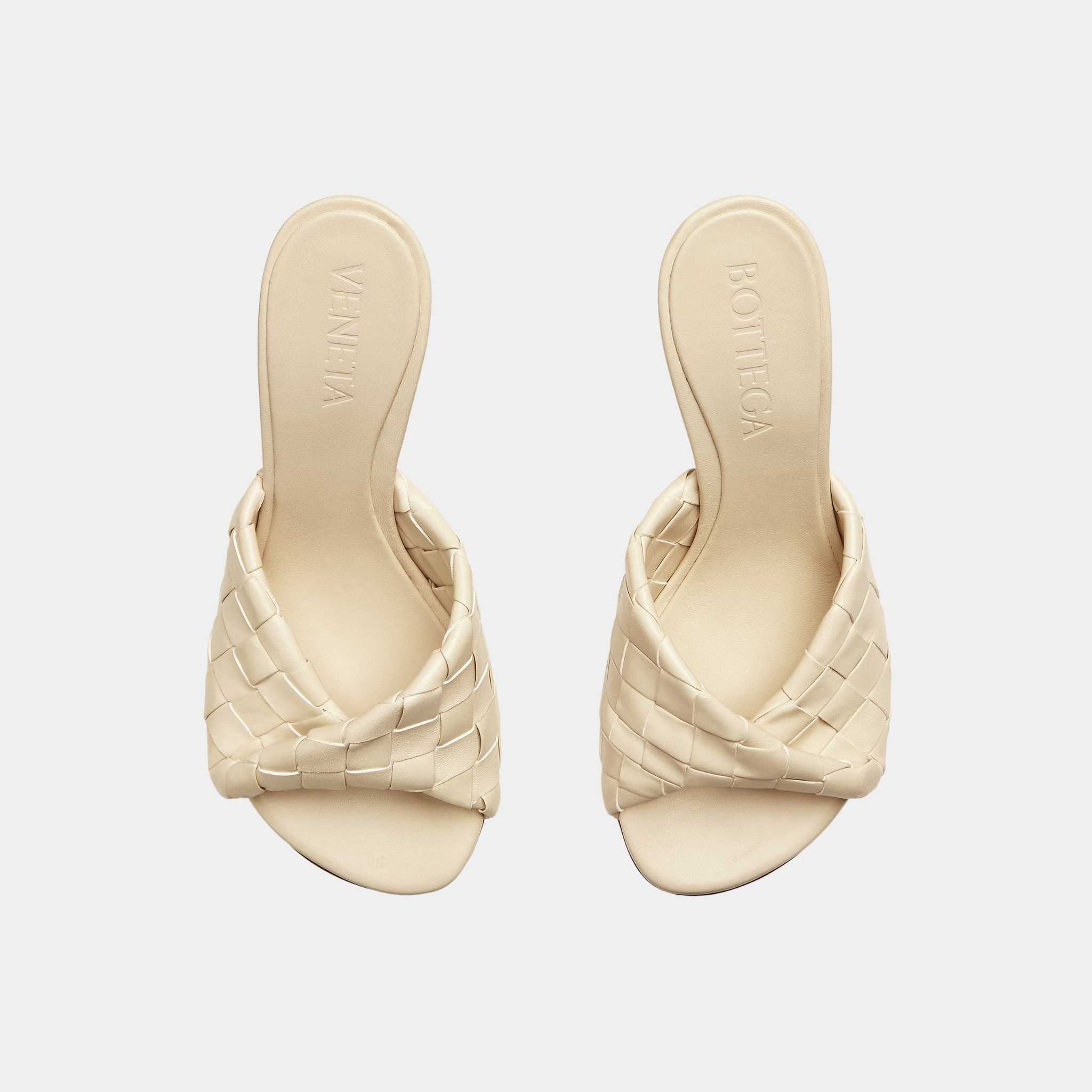 Blink Mule High Heel with Folded Detail in Intrecciato Leather