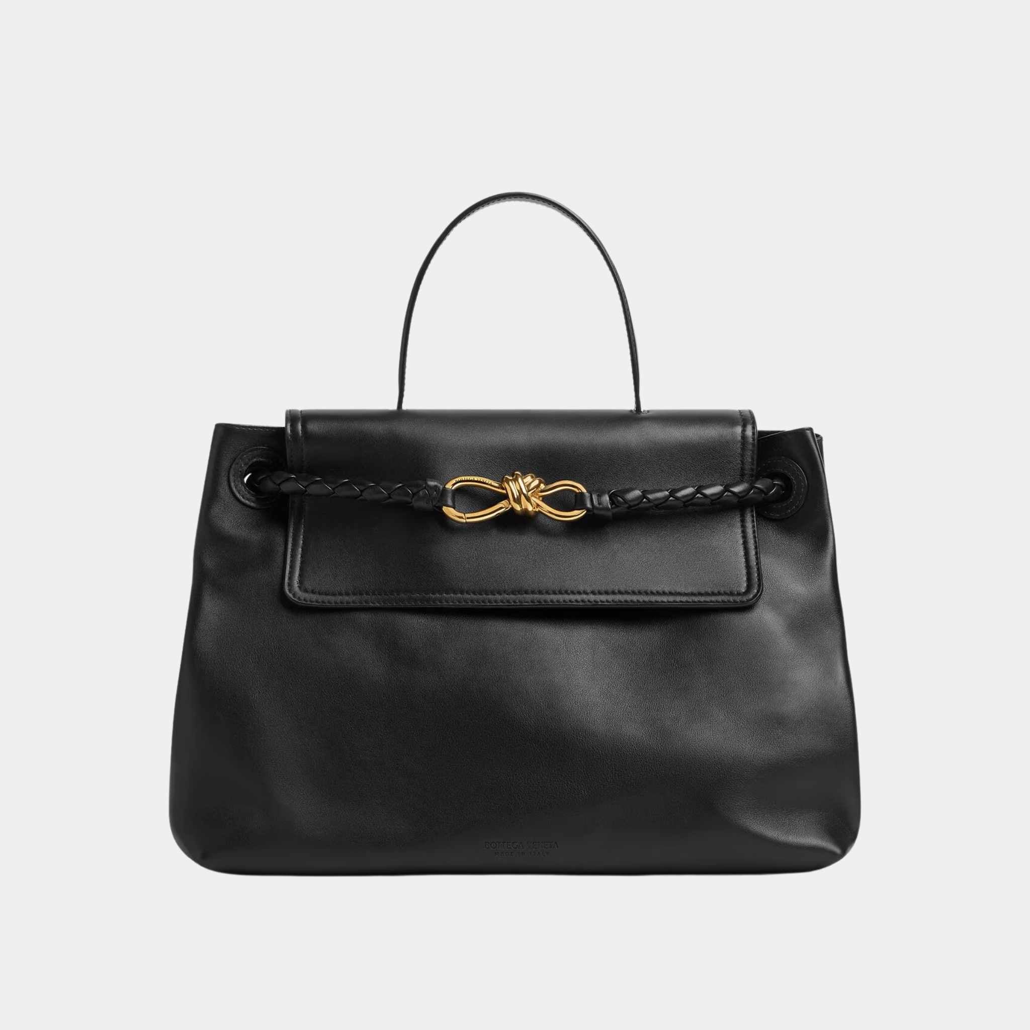 Bottega Veneta Ciao Ciao Silky Calf Leather, Black, Front